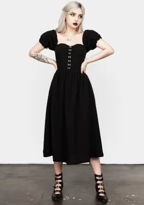 Mortem Midi Dress With Puff Sleeves Trendy Style Ball Night