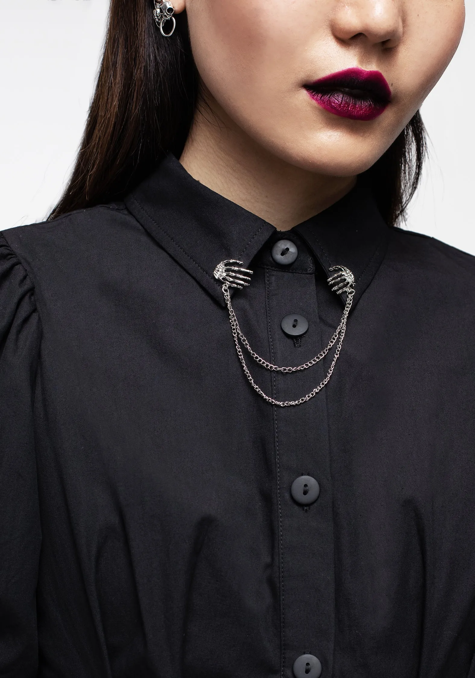 Soft cotton blend dress Skeleton Collar Bubble Hem Mini Dress