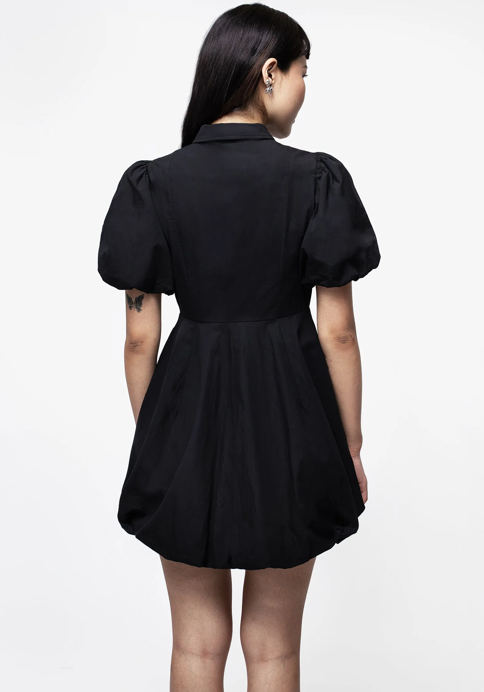 Skeleton Collar Bubble Hem Mini Dress Relaxed Comfort