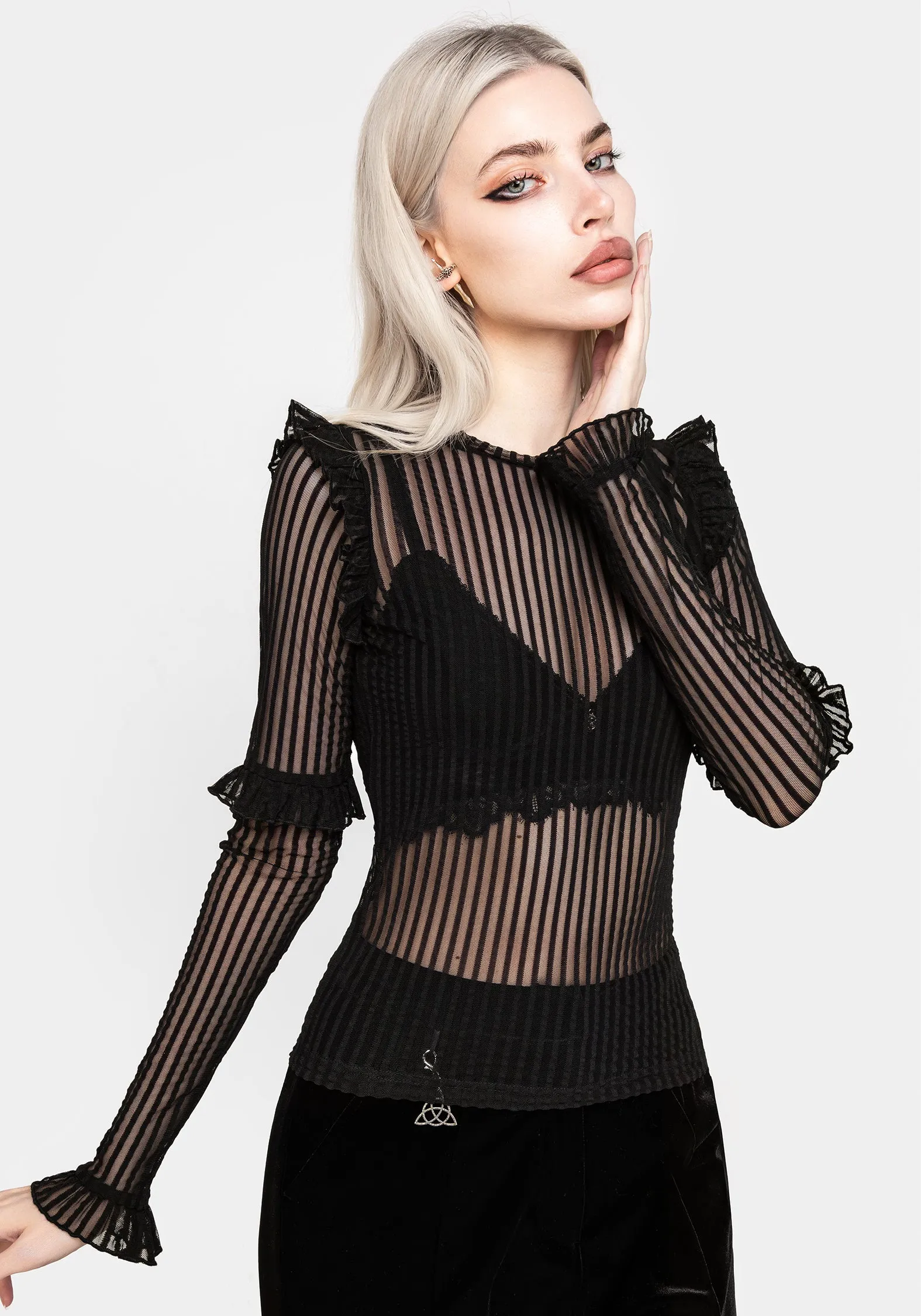 Warm Fabric Mourning Ruffle Top