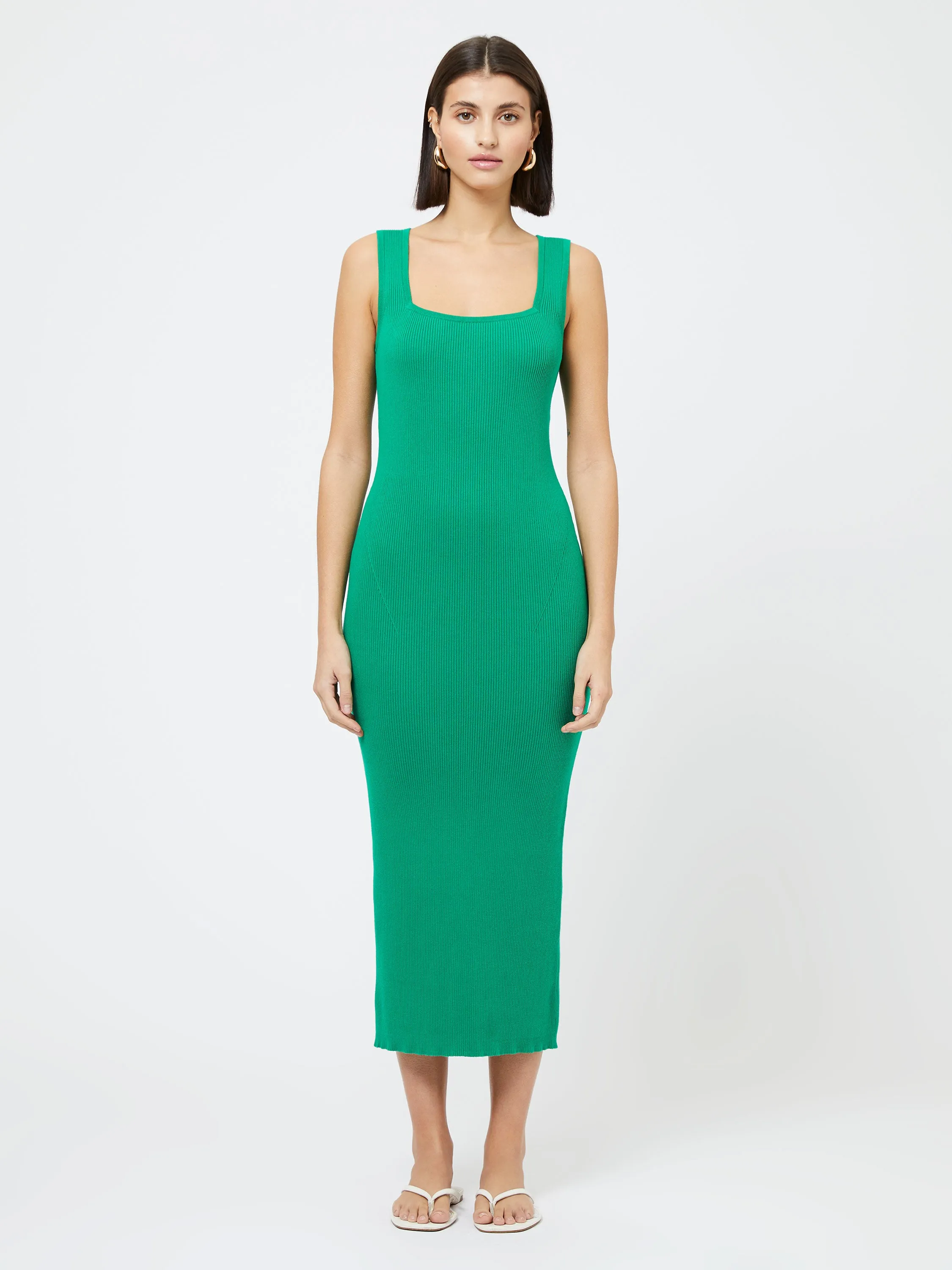 Mozza Square Neck Sleeveless Dress Layered Texture
