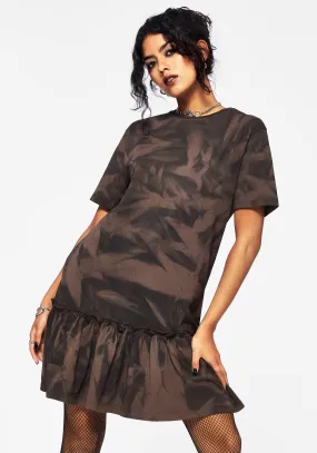 Mugwort Cotton Ombre Jersey Frill Hem Mini Dress Fresh Edge