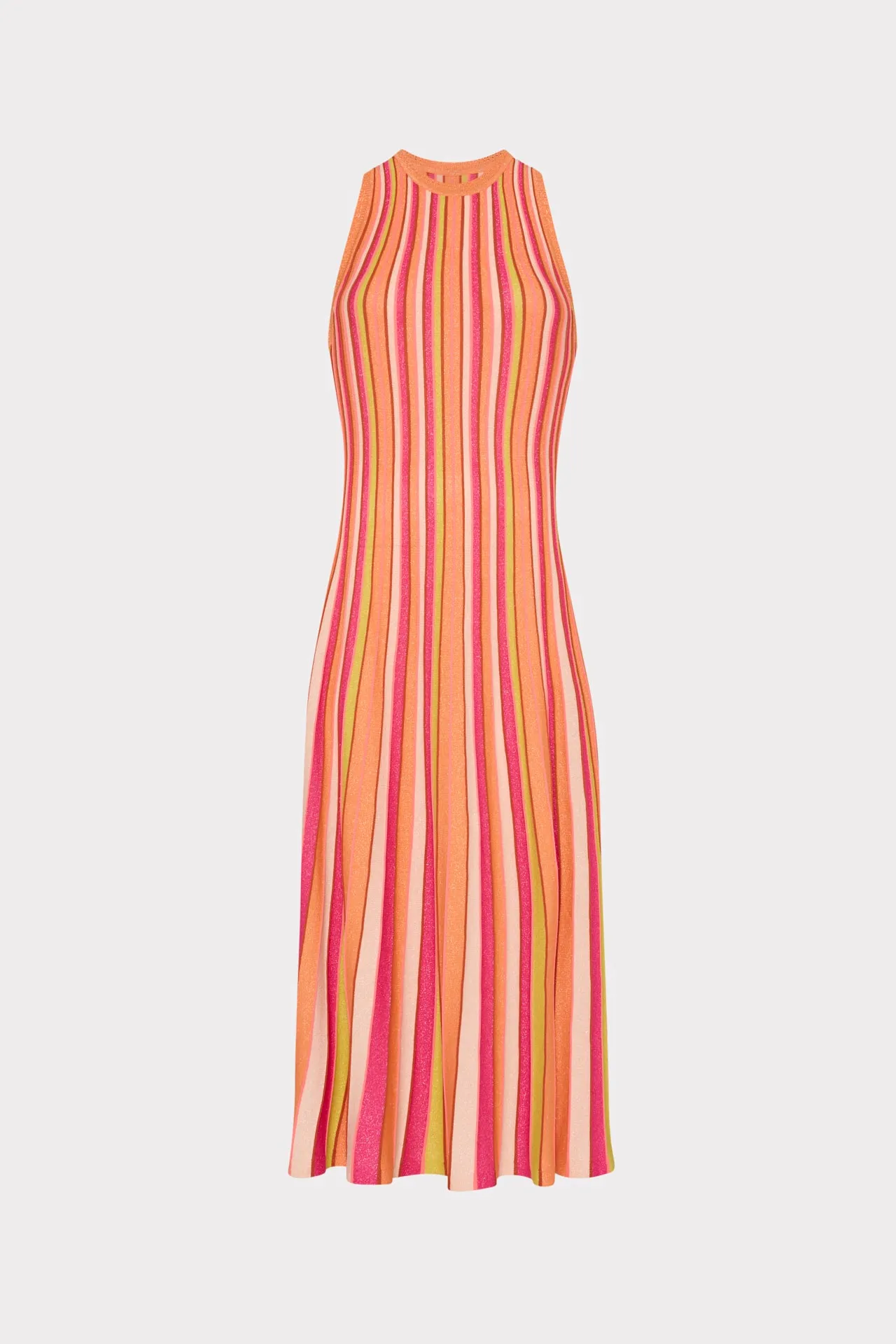 Multi Color Stripe Sleeveless Midi Dress vacation look Delicate Mood