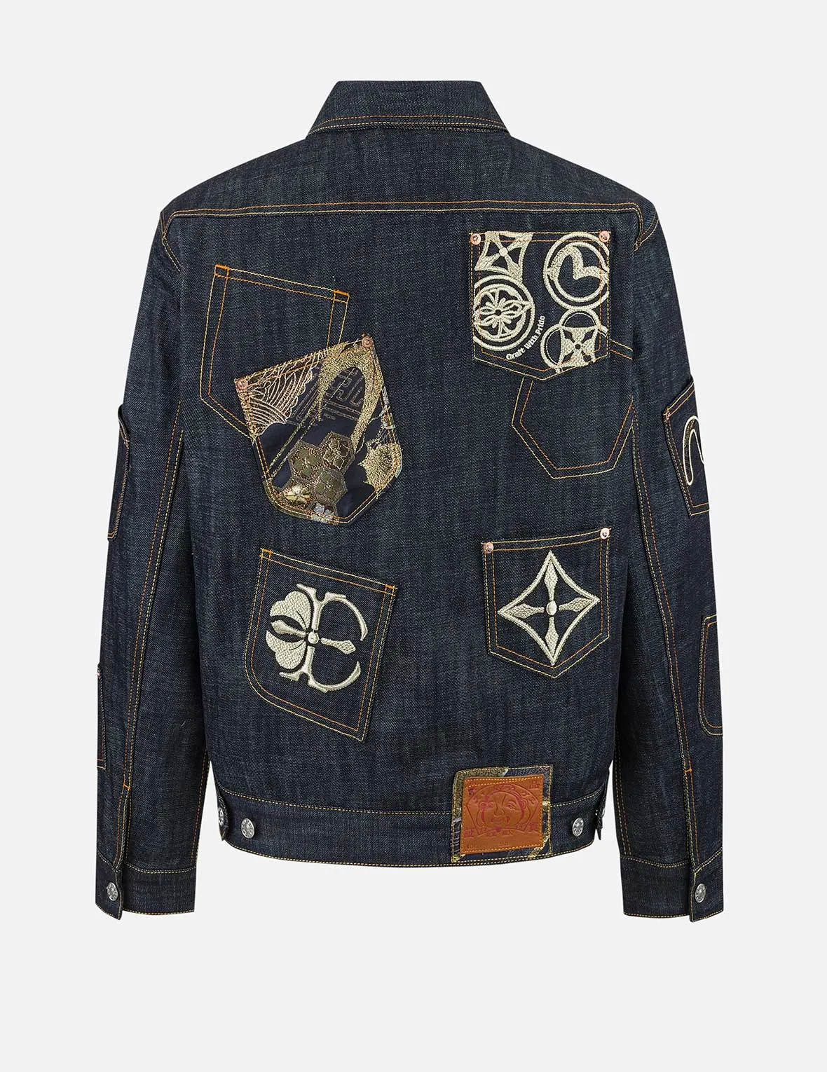 Multi-Pocket with Brocade Patch Regular Fit Denim Jacket LongSleeve