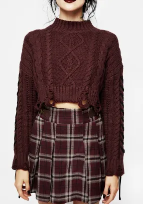 Skulk Distressed Cable Knit Crop Jumper FlexFoamInserts