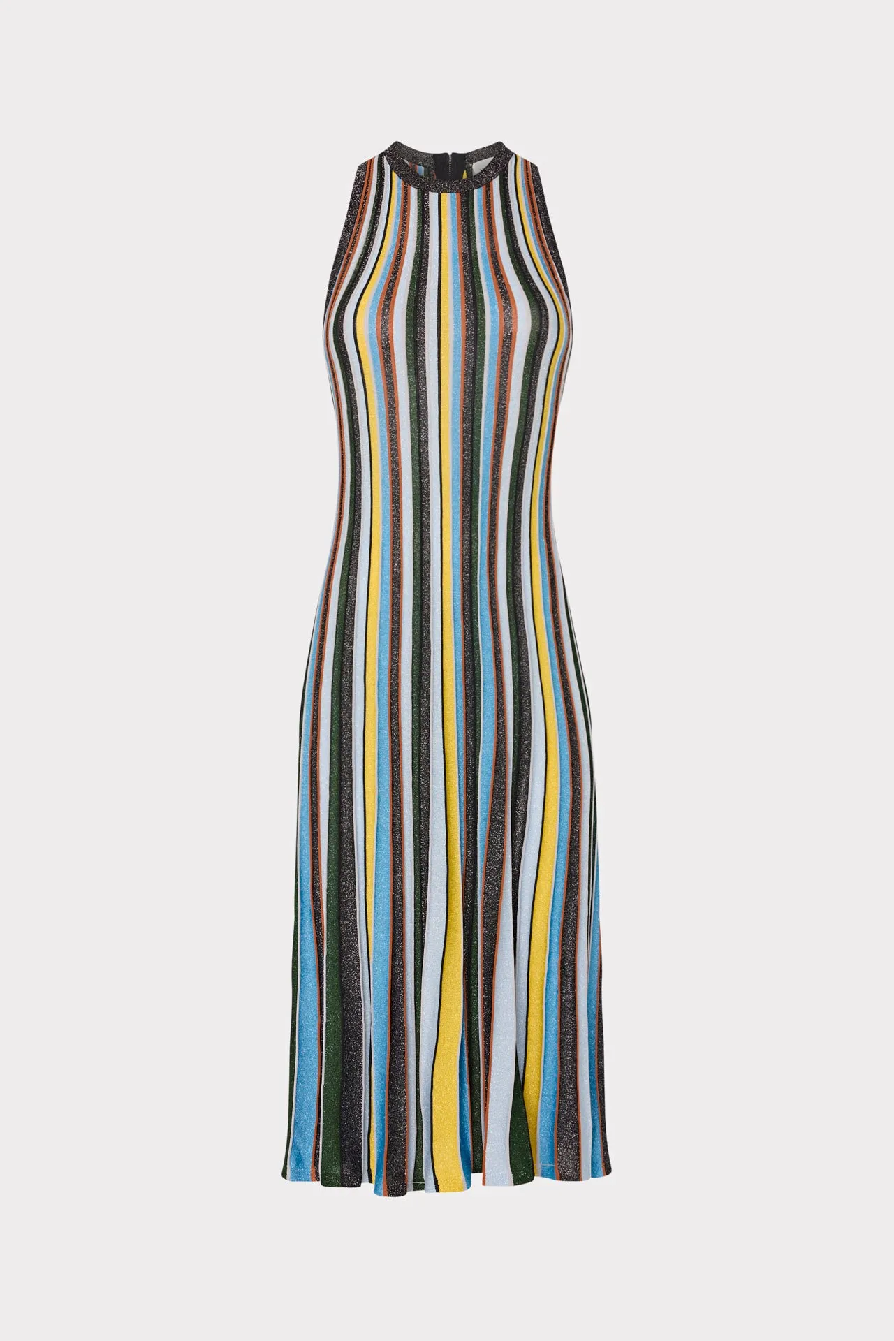 Multi Stripe Halter Knit Midi Dress A-line midi dress