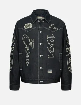MinimalistStyle Reversible Layering Tech Western Style and Logo Embroidery Denim Jacket