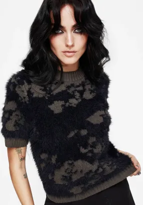 Mood Booster Evening Stroll Myra Fluffy Short Sleeve Knit Top