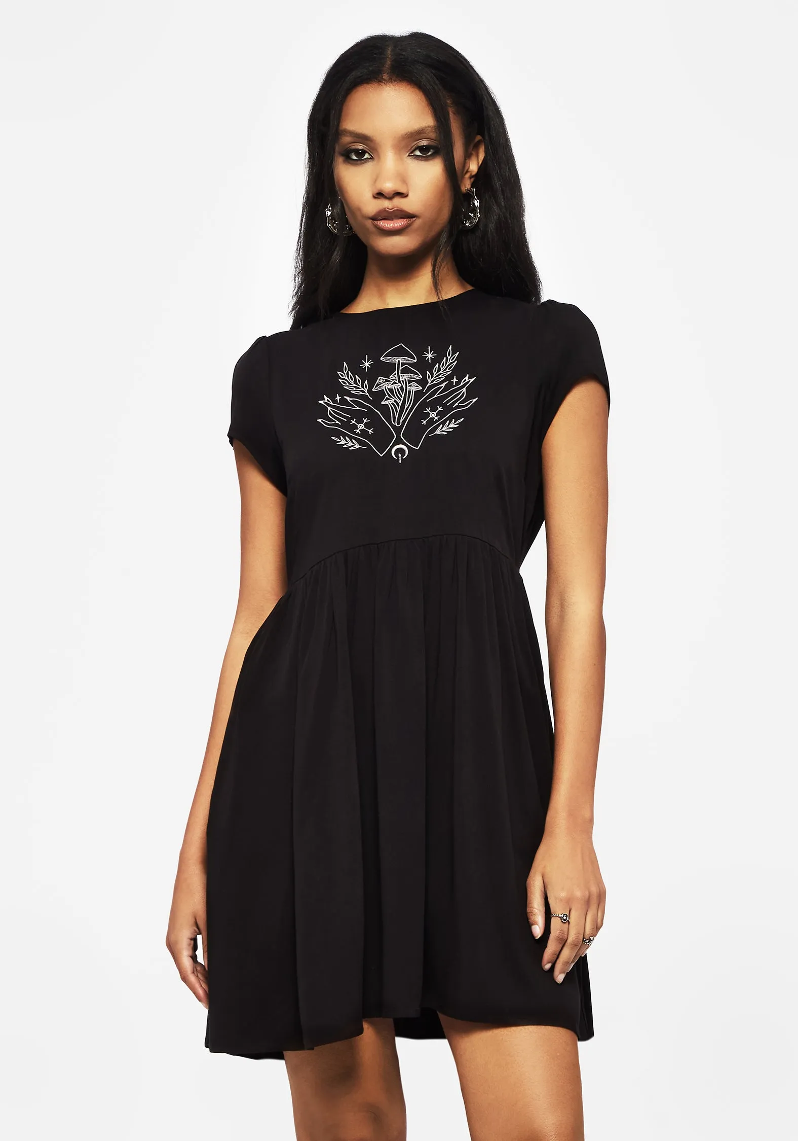 Mystify Embroidered Skater Mini Dress Lounge Ready