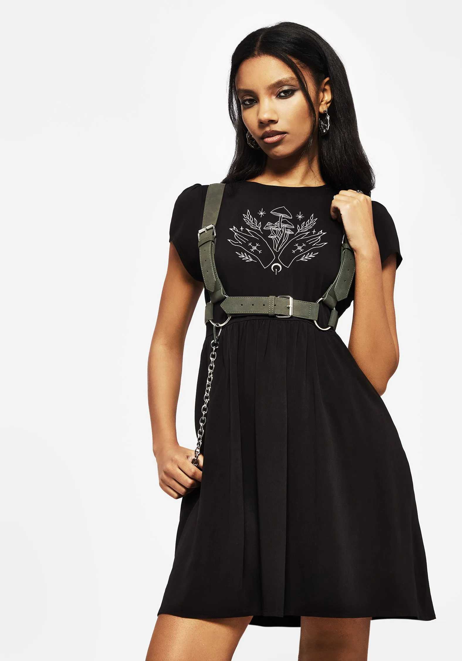 Mystify Embroidered Skater Mini Dress Comfortable Cut Urban appeal