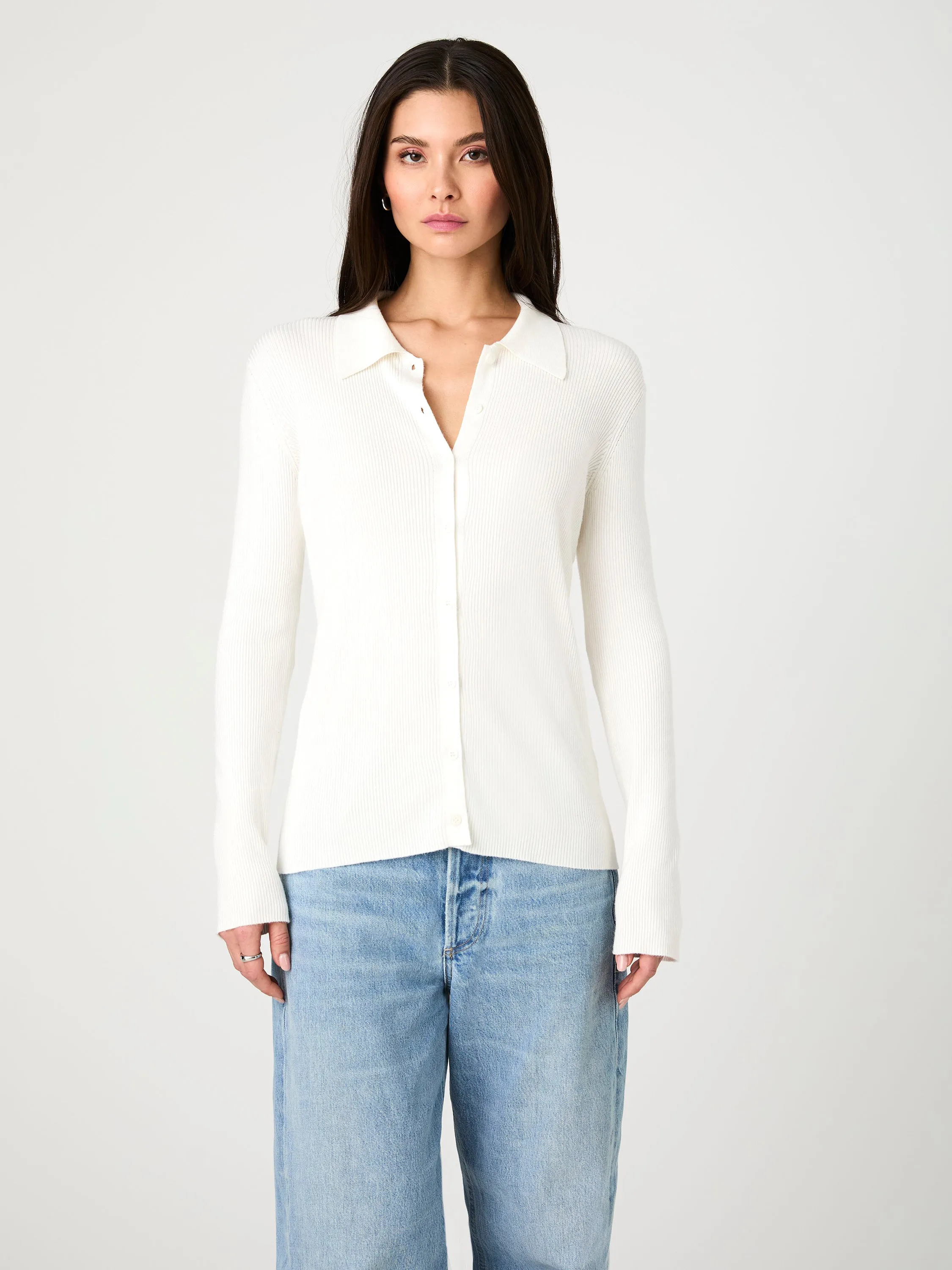 YarnDyed Stripes weekday look Nadina Collared Knit Top