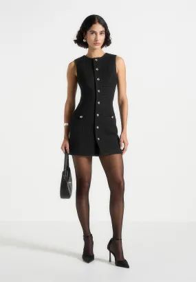 Nadine - Tweed Mini Dress - Black Editors-Pick Balanced Texture
