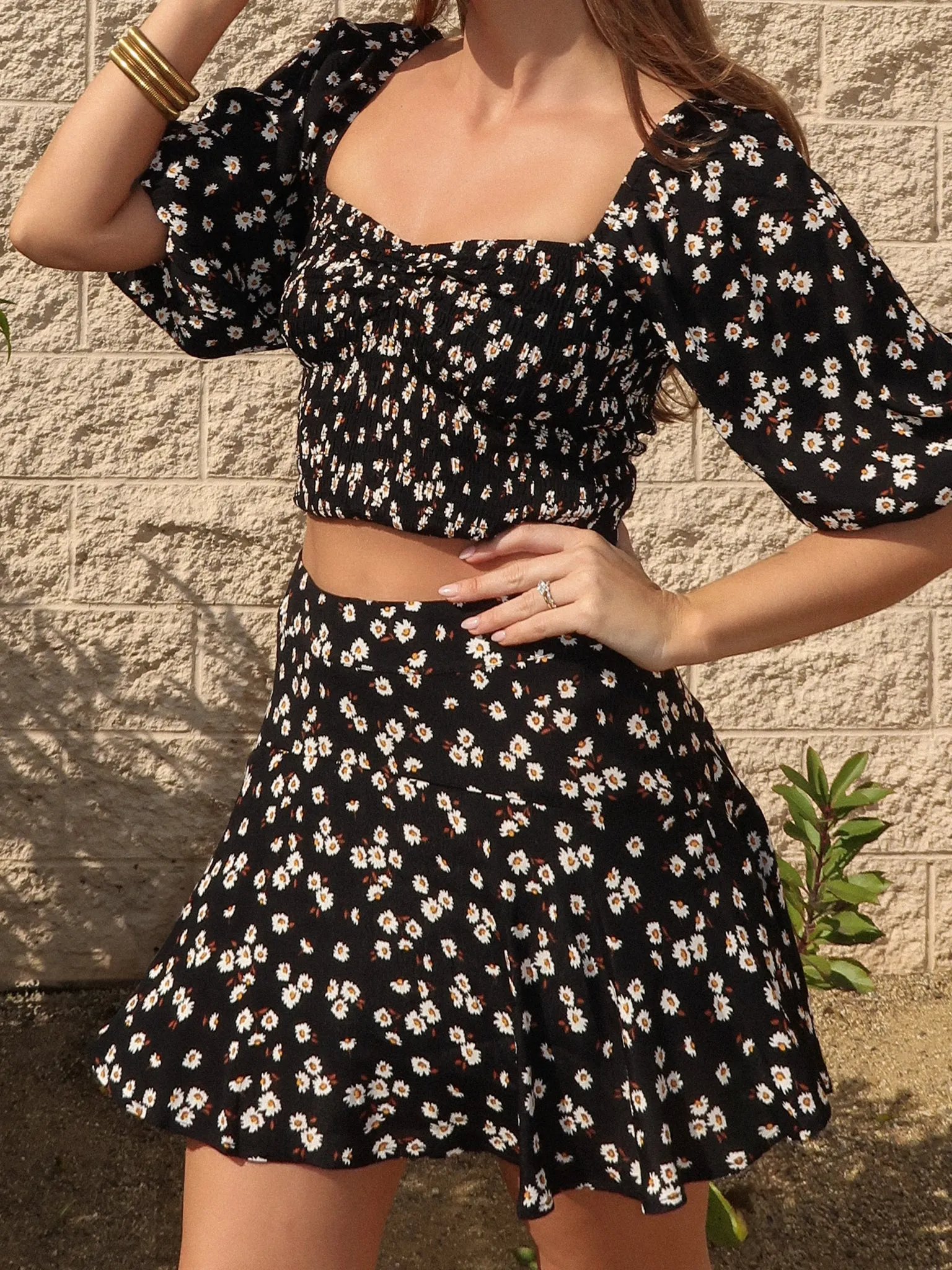 Daisy Smocked Crop Top - Final Sale Recycled Polyester Yarn