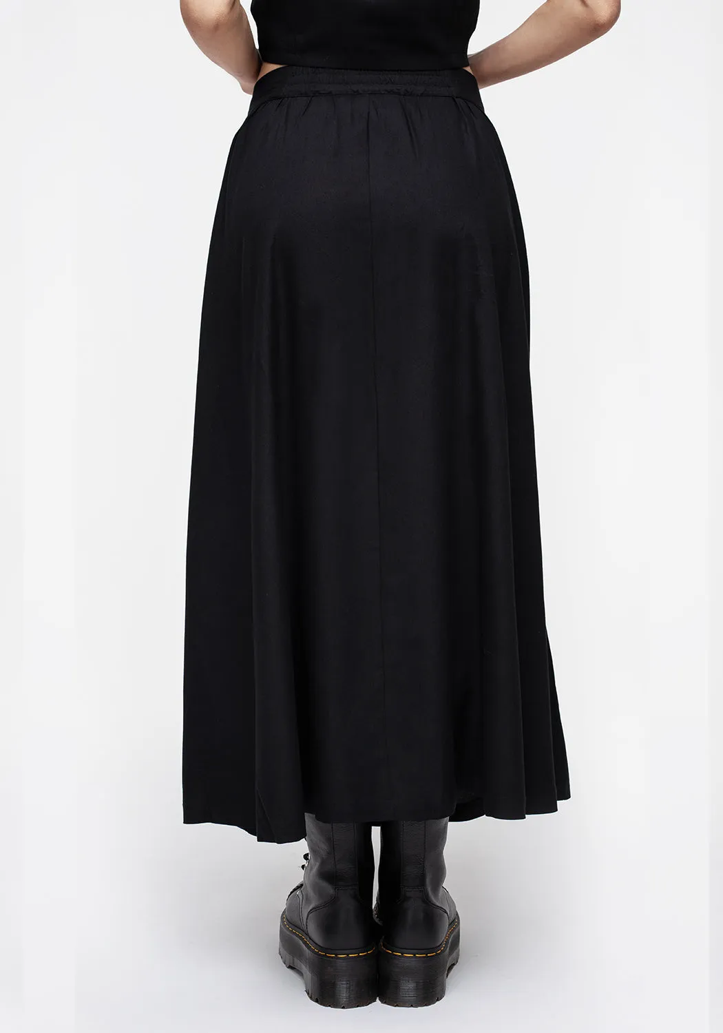 Maidenhair Button Down Midi Skirt - Midnight Black Outfit Game