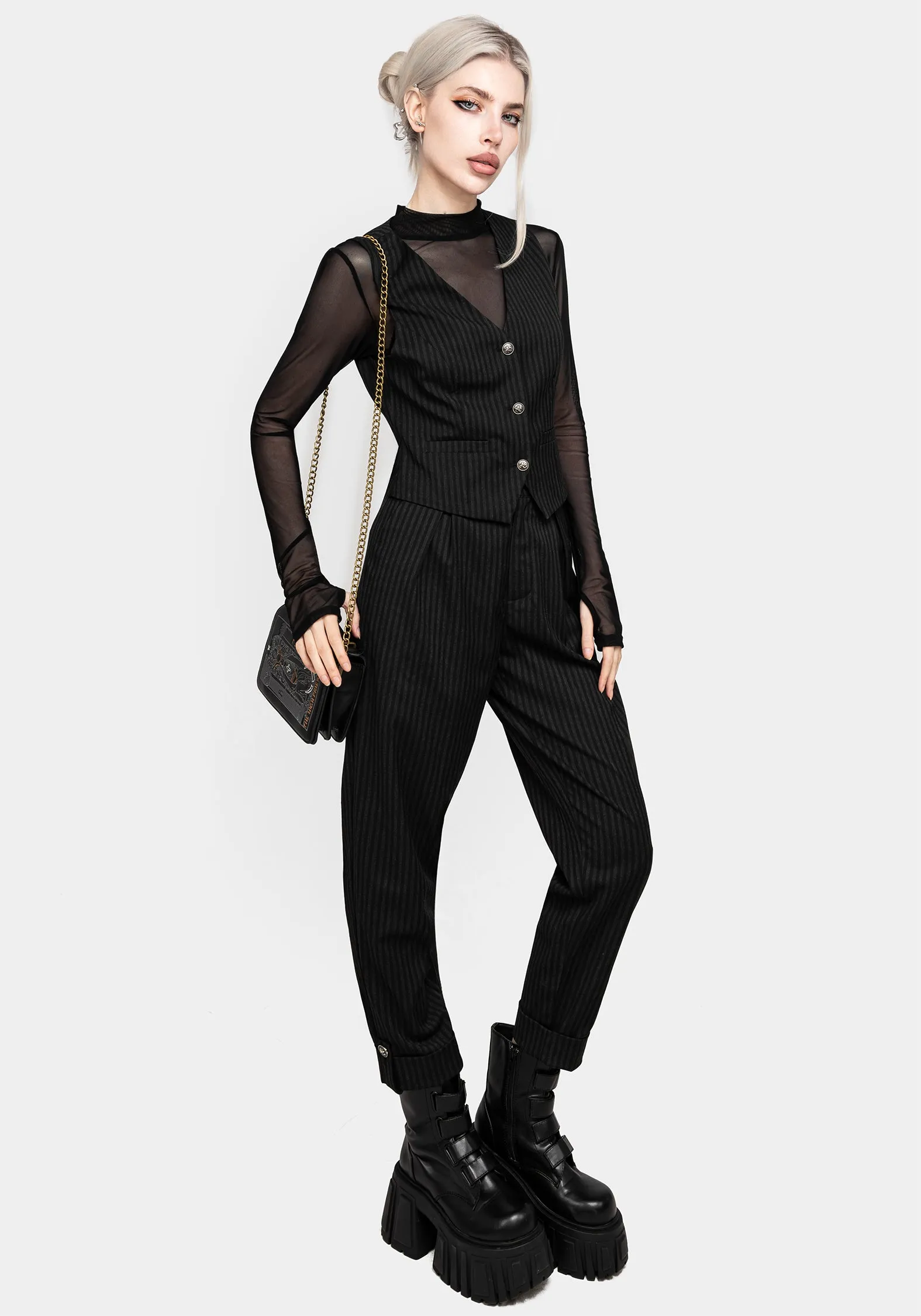 Compact Thermal Insulation Necrosis High Neck Long Sleeve Mesh Top