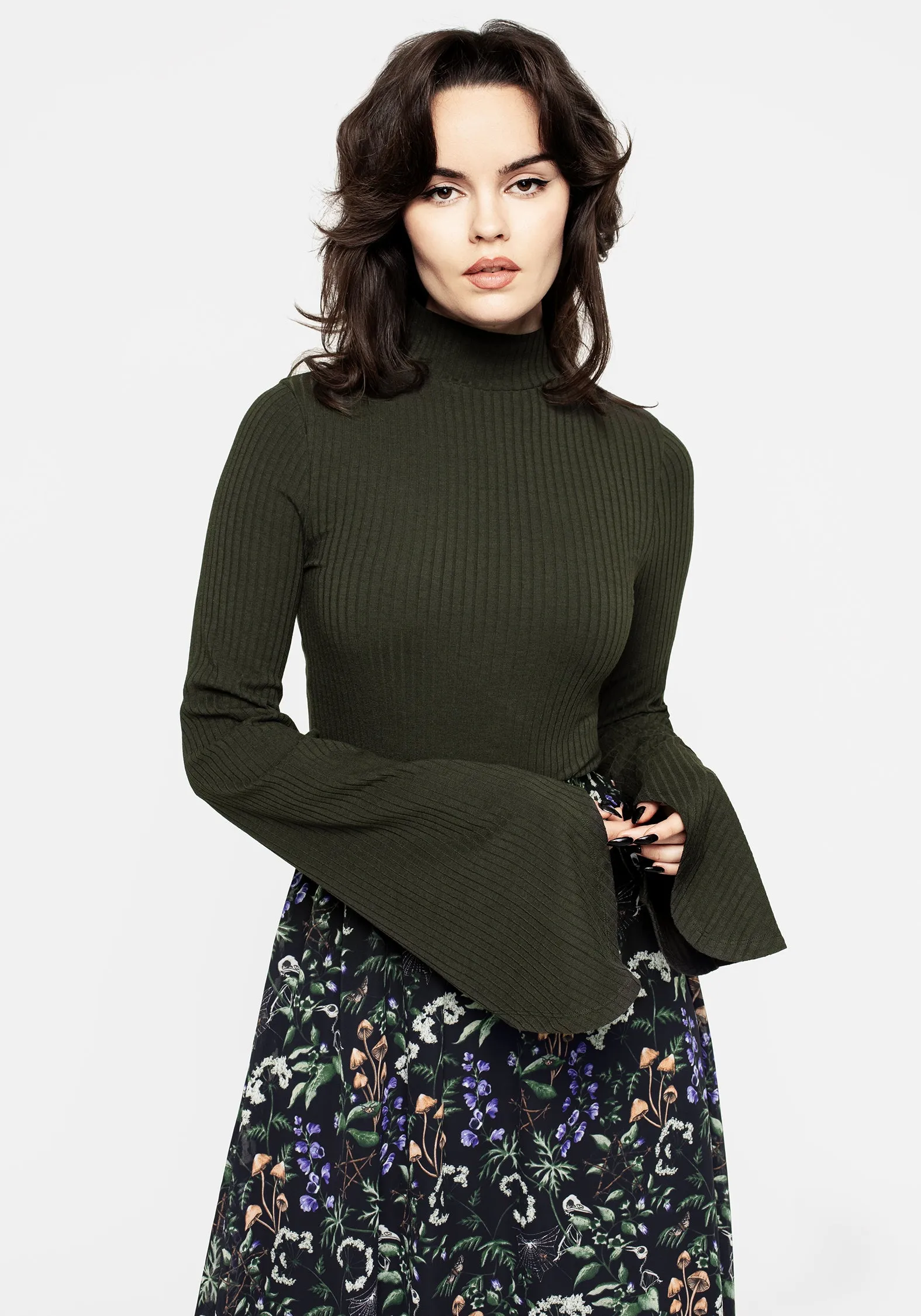 Nectar High Neck Flared Sleeve Top Airflow Ventilation Zones Non Restrictive Cut