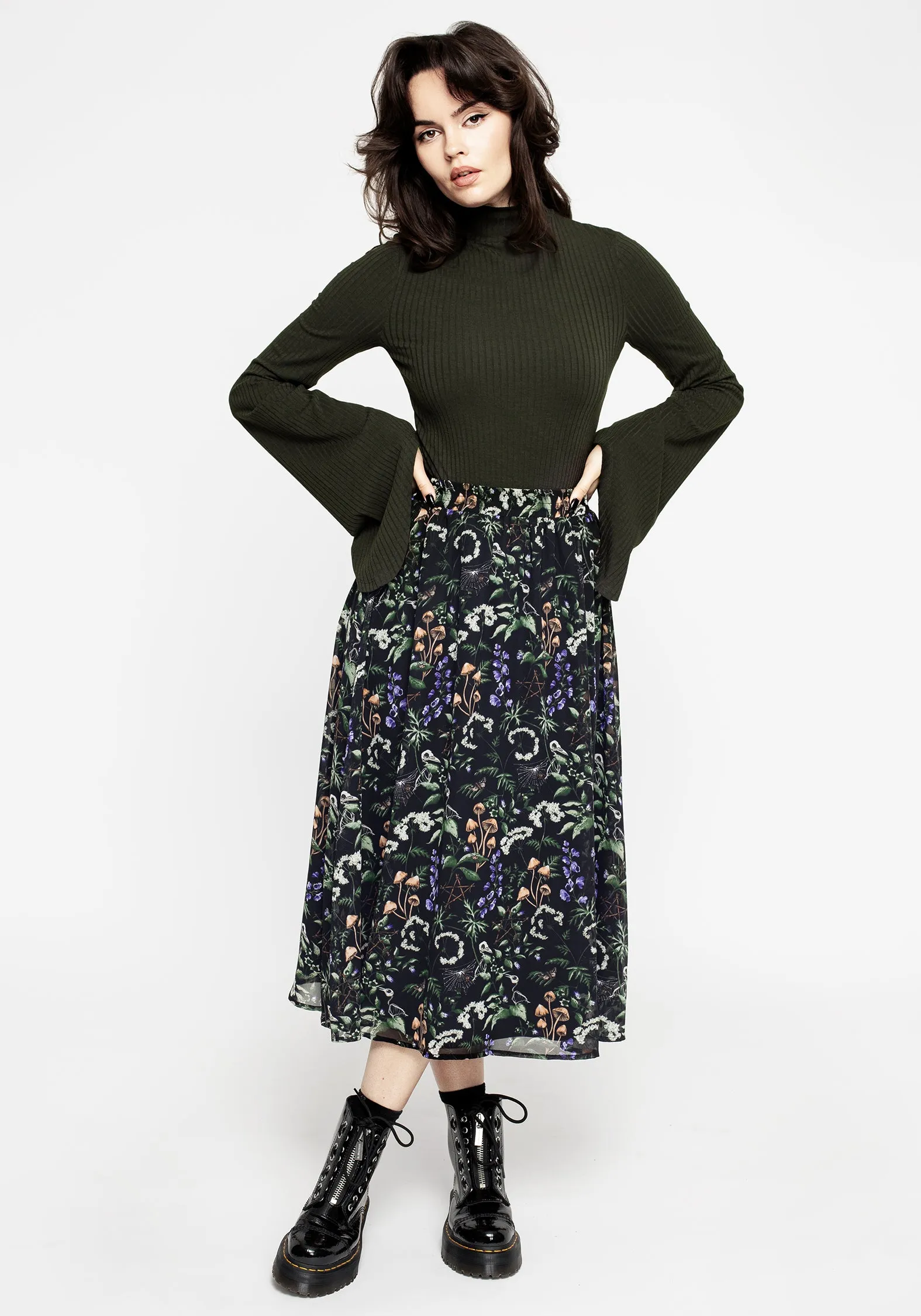 Sustainable Textile Nectar High Neck Flared Sleeve Top