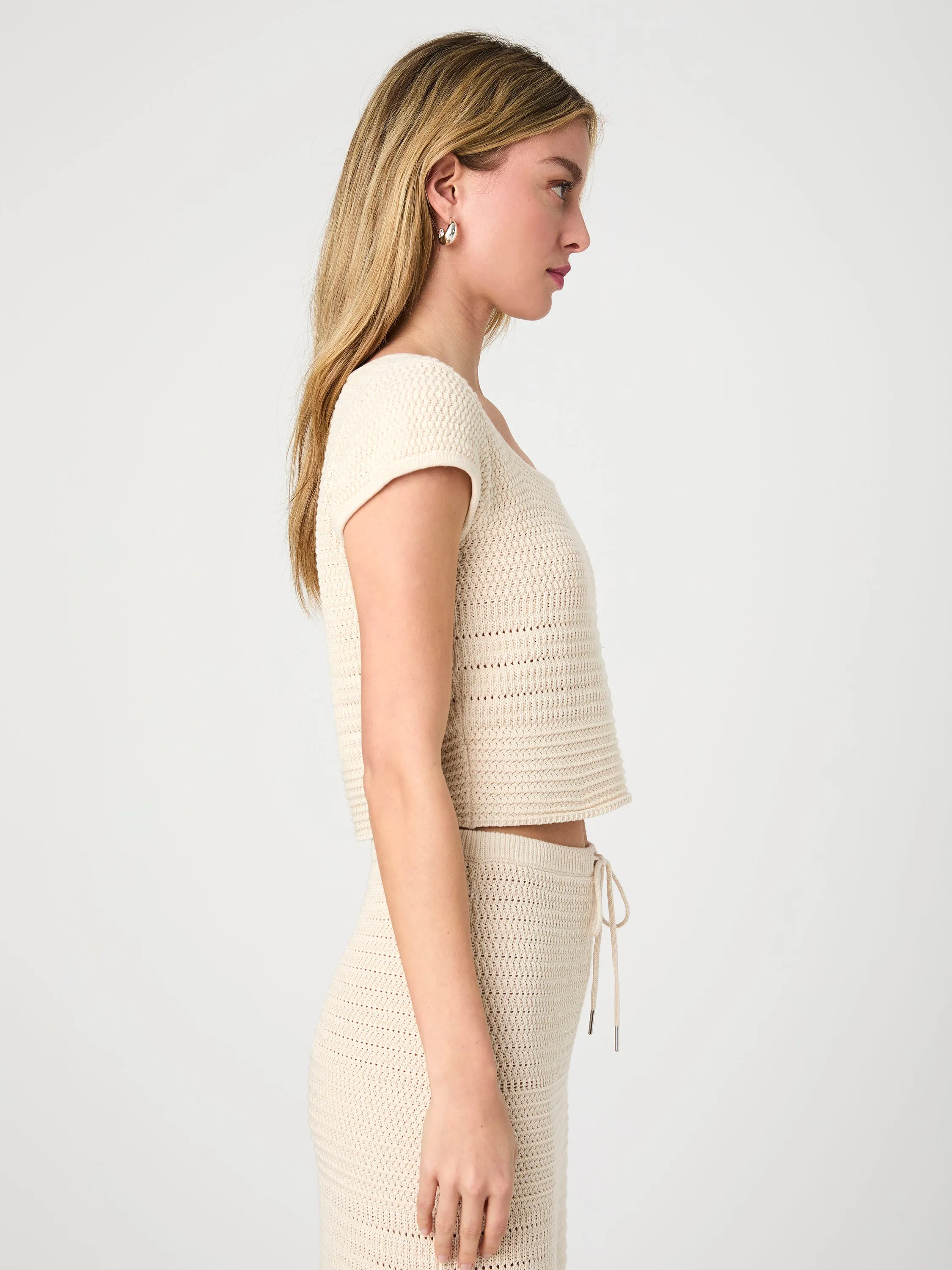 Nellis Cotton Crochet Top MoistureWicking BrushedInnerLining