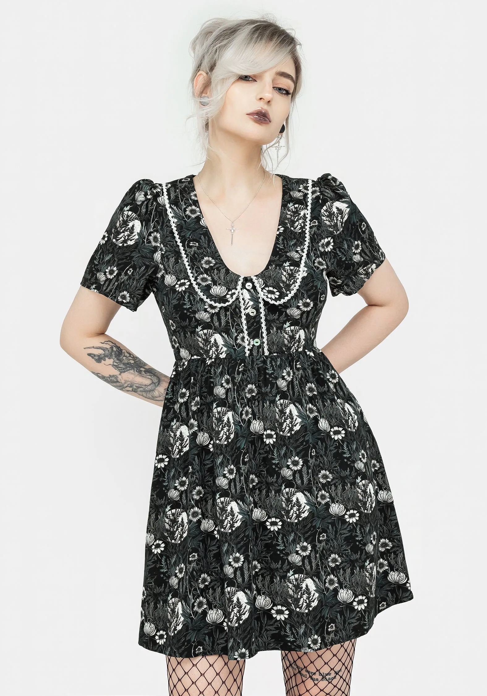 Sleek and Simple Warm-Layer Nightbloom Collared Mini Dress