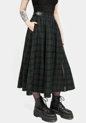Cashmere Touch Effortless Feel Nightingale Buckled Check Midi Skirt