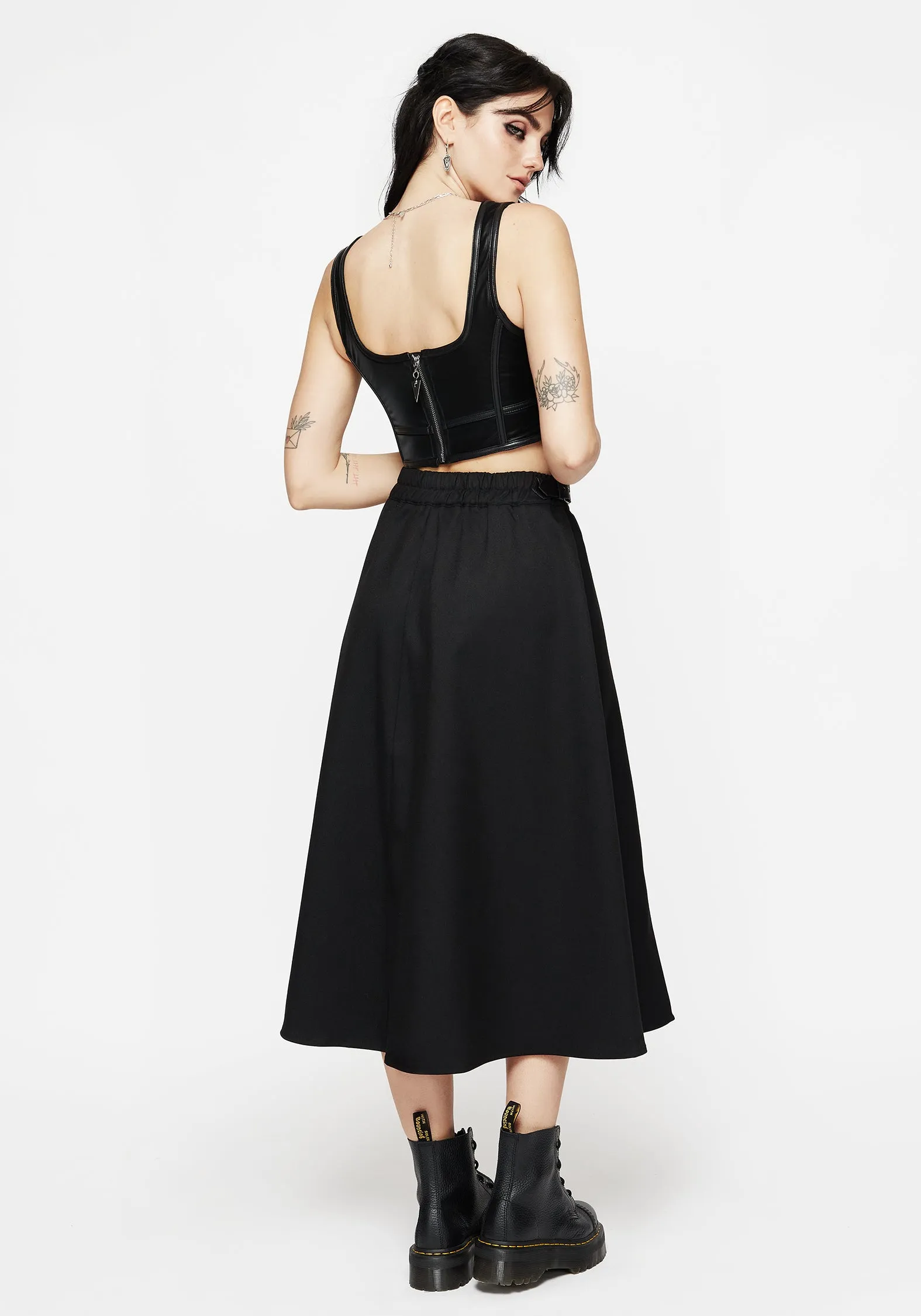 Nightingale Buckled Midi Skirt - Black Outfit Ideas