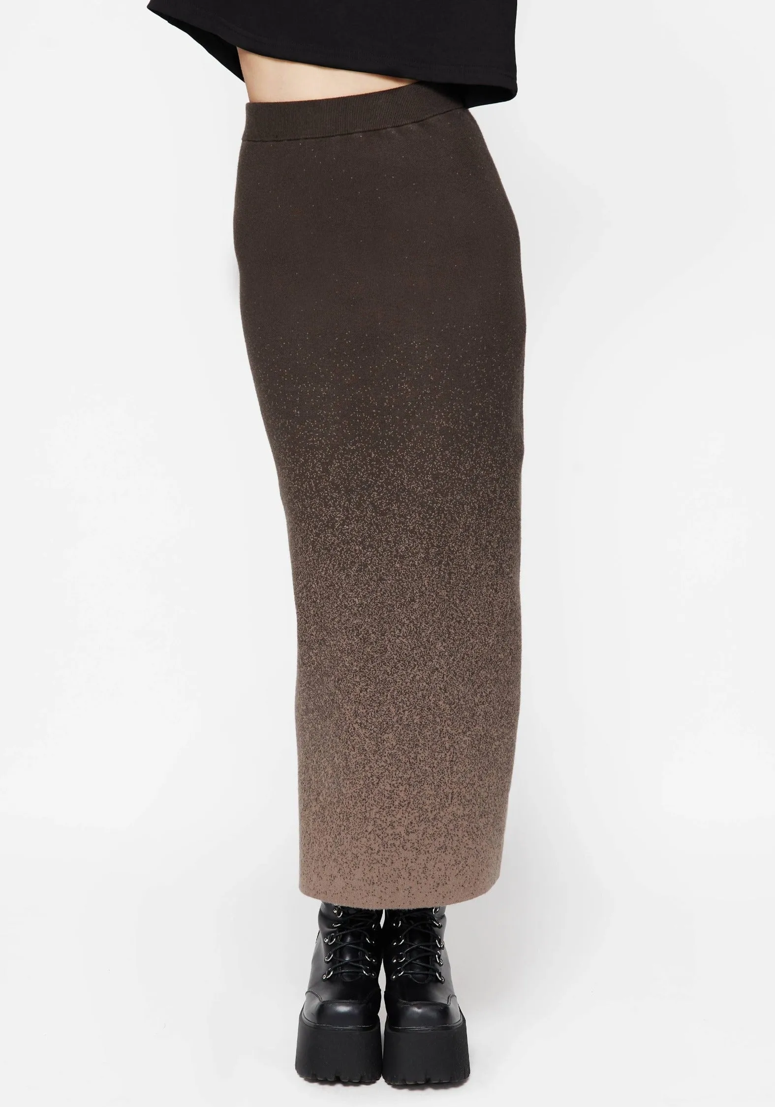 Sustainable Fibers Seasonal Comfort Nightjar Ombre Knit Maxi Skirt - Taupe