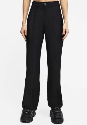 Nightlife Lace Trim Flared Trousers Flow Look Simple Layer