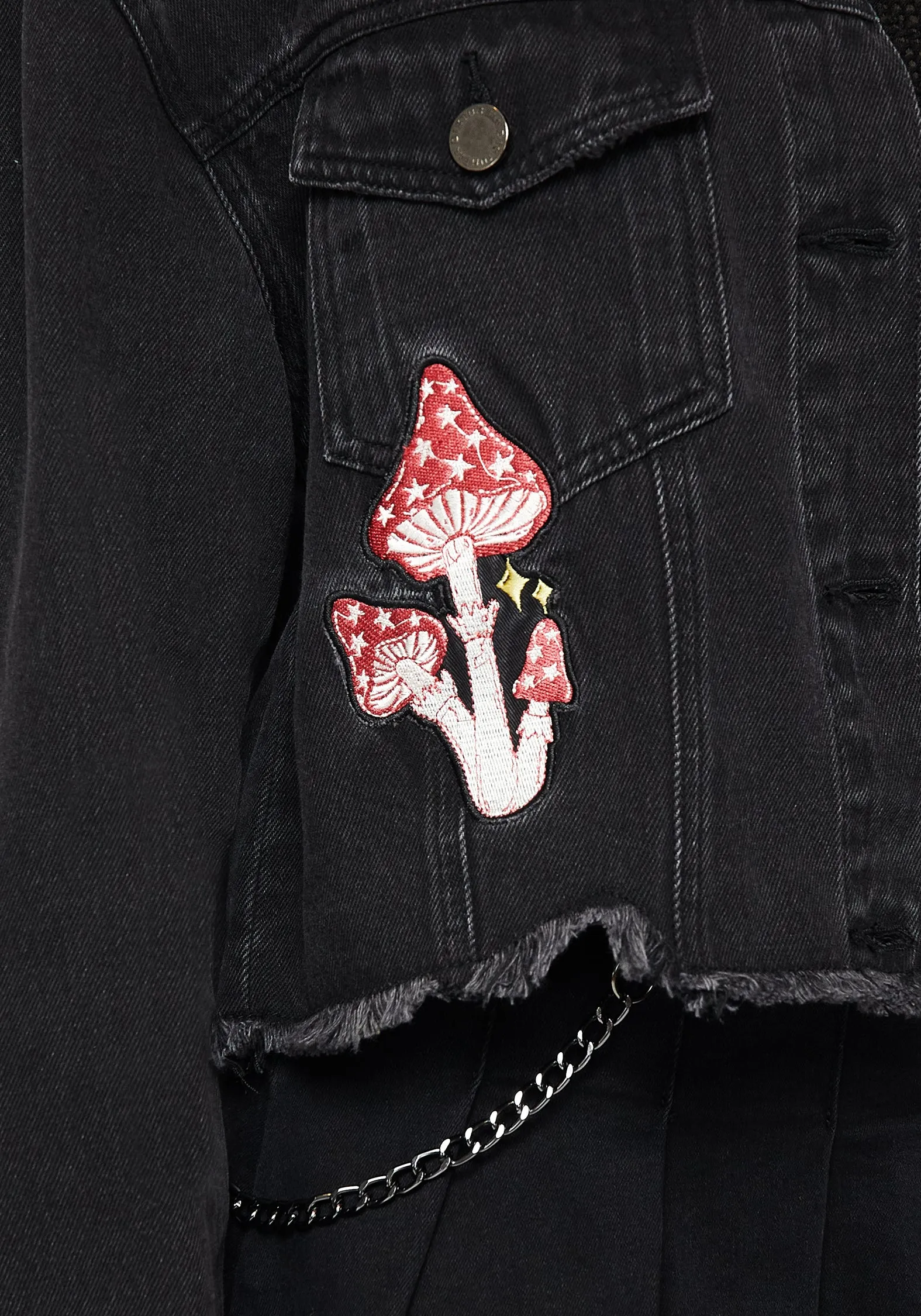 Nirah Embroidered Crop Denim Jacket Chill Vibes Neutral Outfit