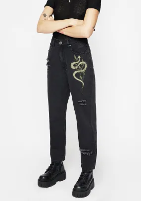 Weekend Style Smooth Loose Smooth Shopping Day Nirah Embroidered Distressed Mom Jeans