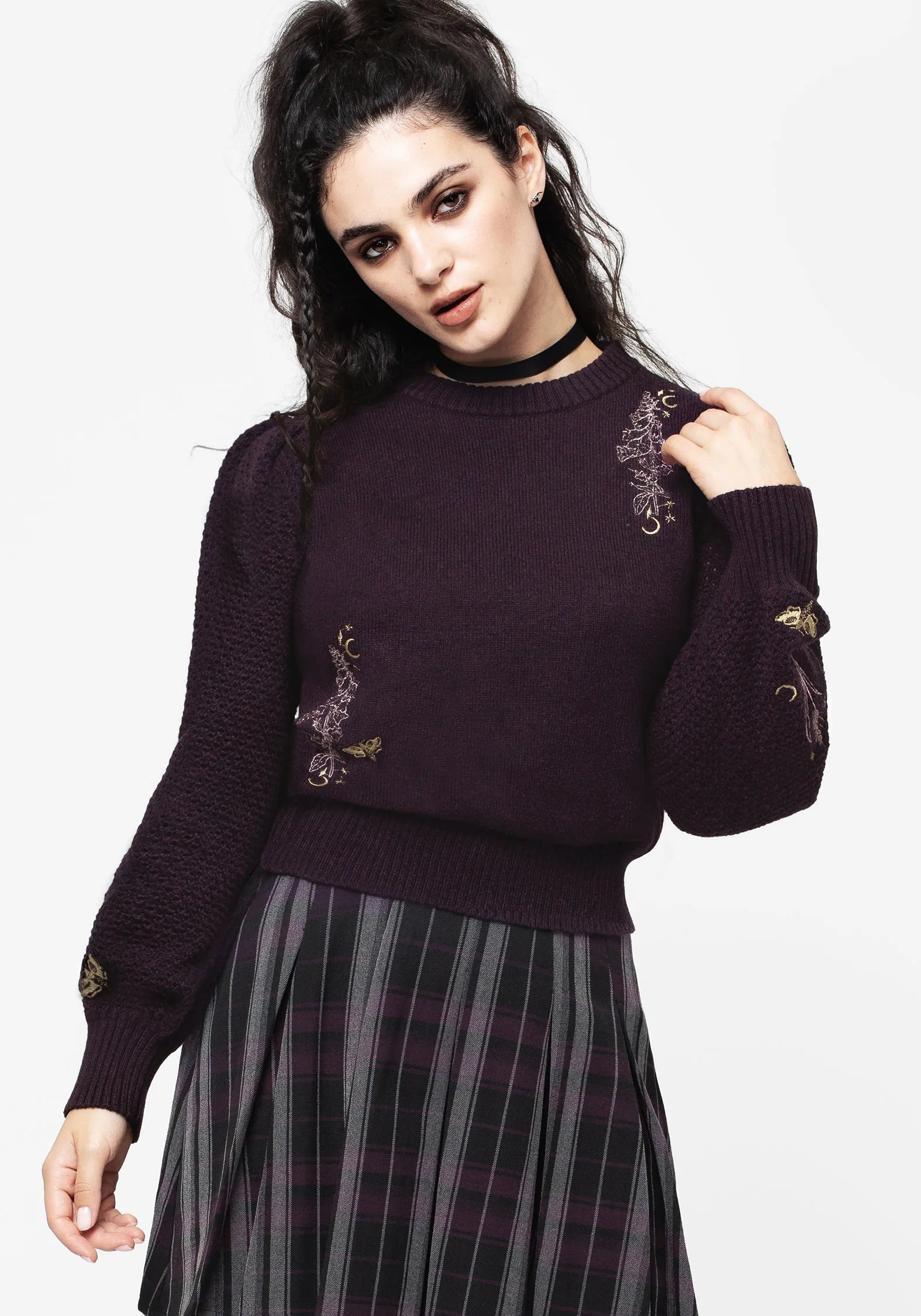 On-The-Go Fresh Casual Wear Foxglove Embroidered Knit Jumper