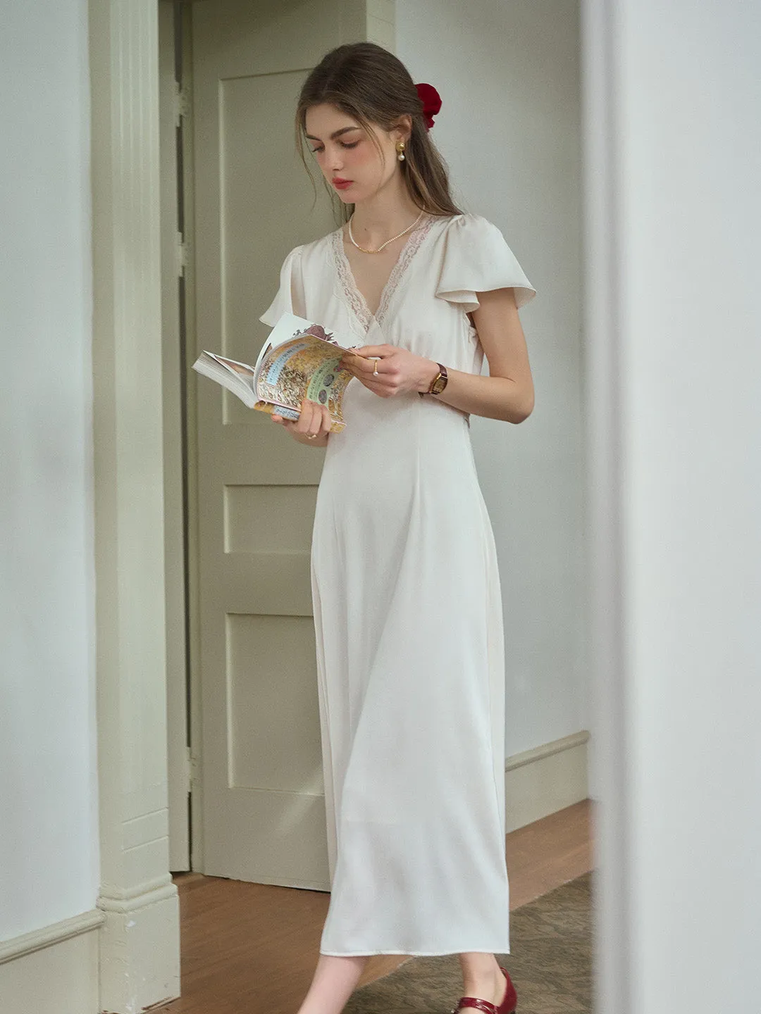 Texture Play Noa V-Neck Lace Dress - Black