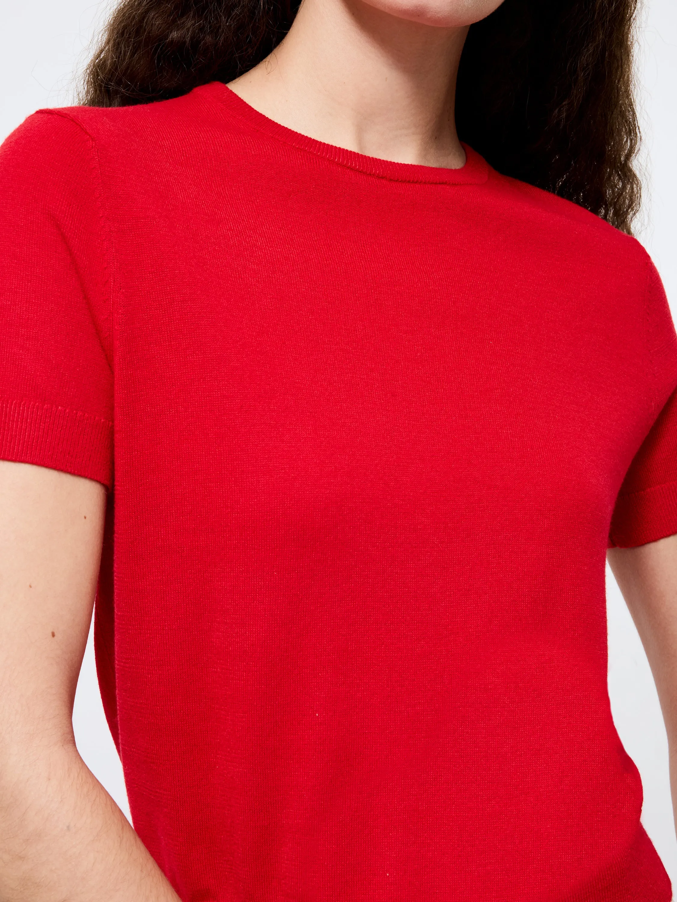 Nola Fine Knit Short Sleeve Sweater Morning Wear Fray Resistant Edges