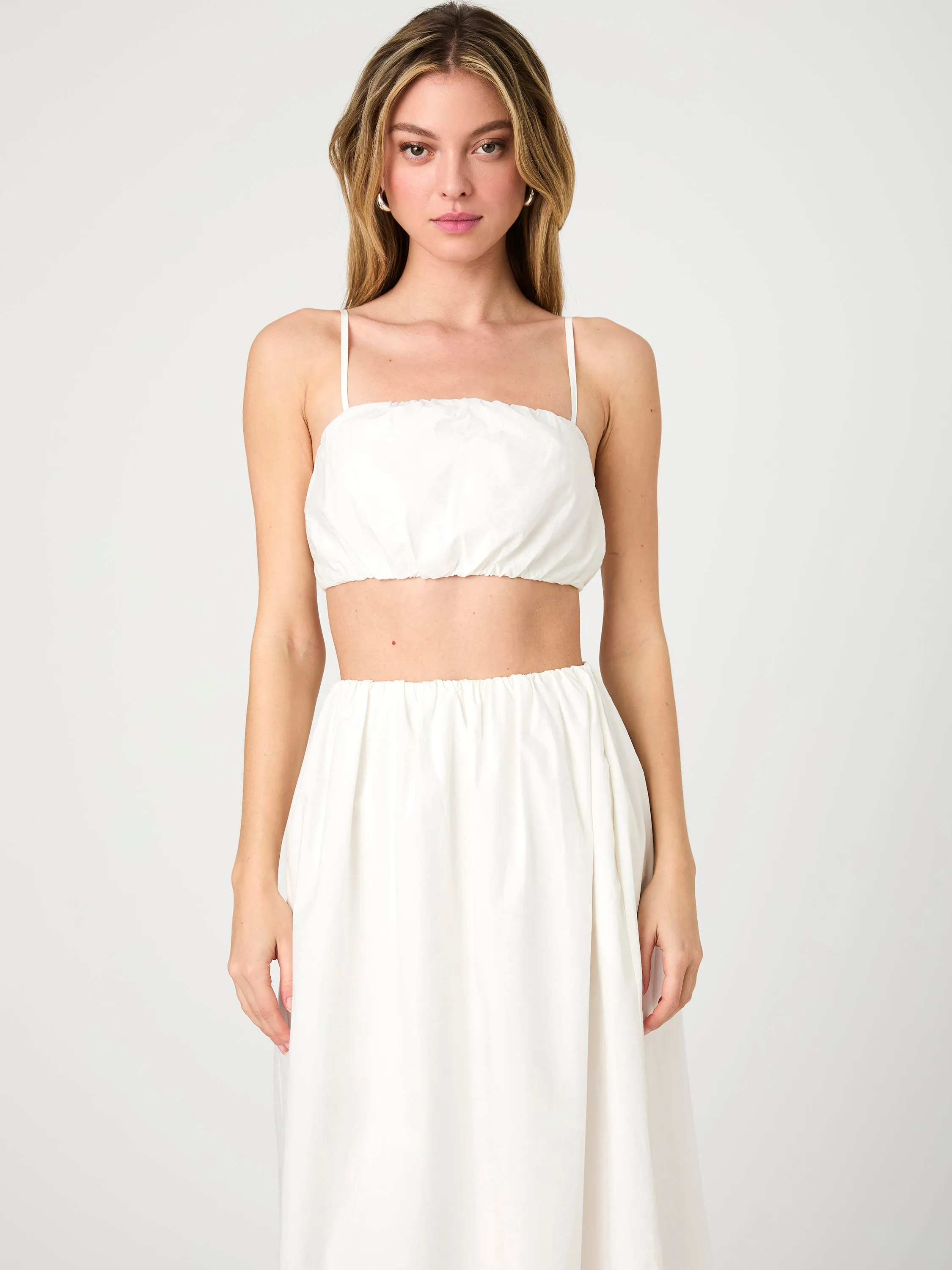 Nomi Cotton Crop Top Satin-Finish