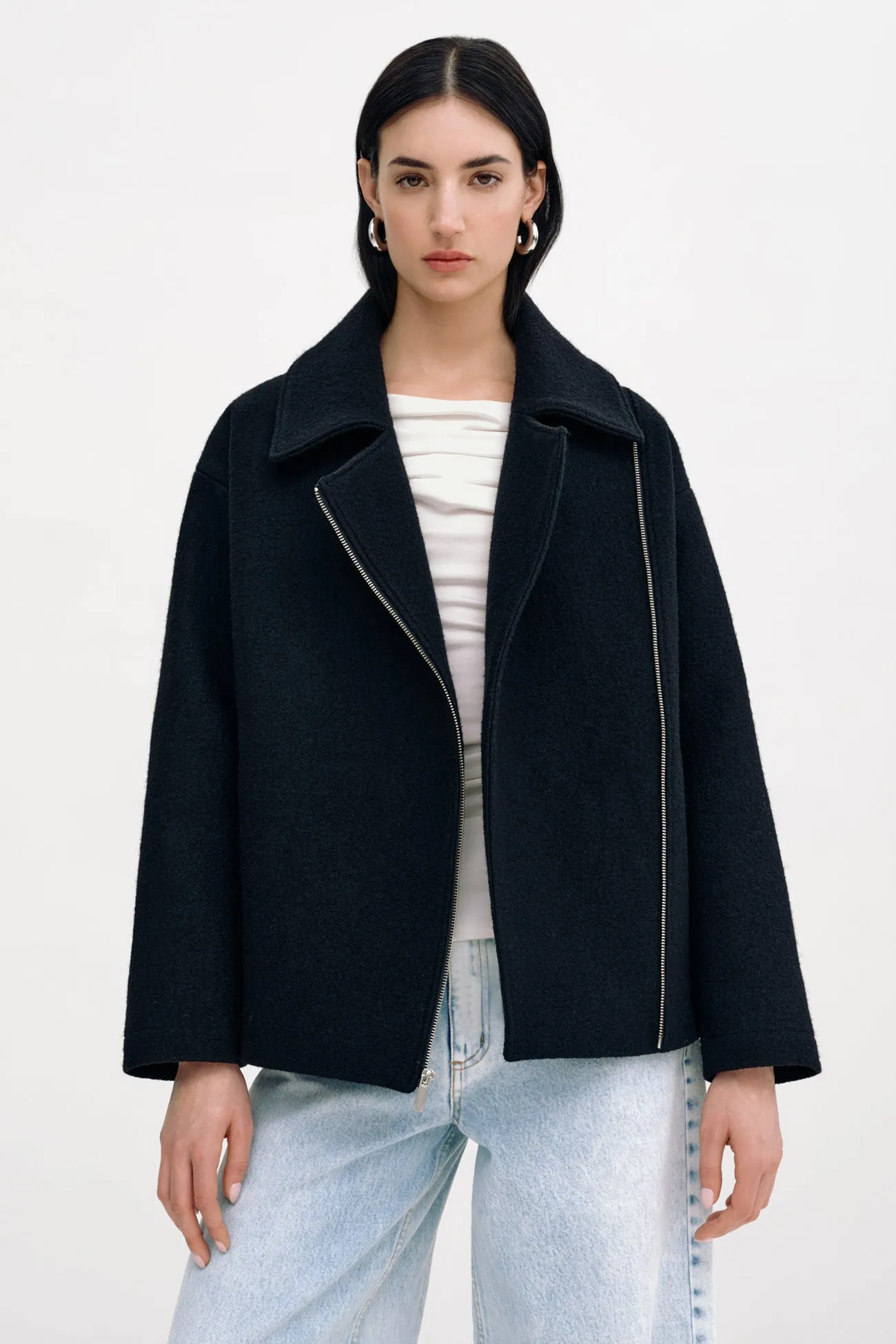 Harvey Jacket Layered Hem Design Subtle Color Tone
