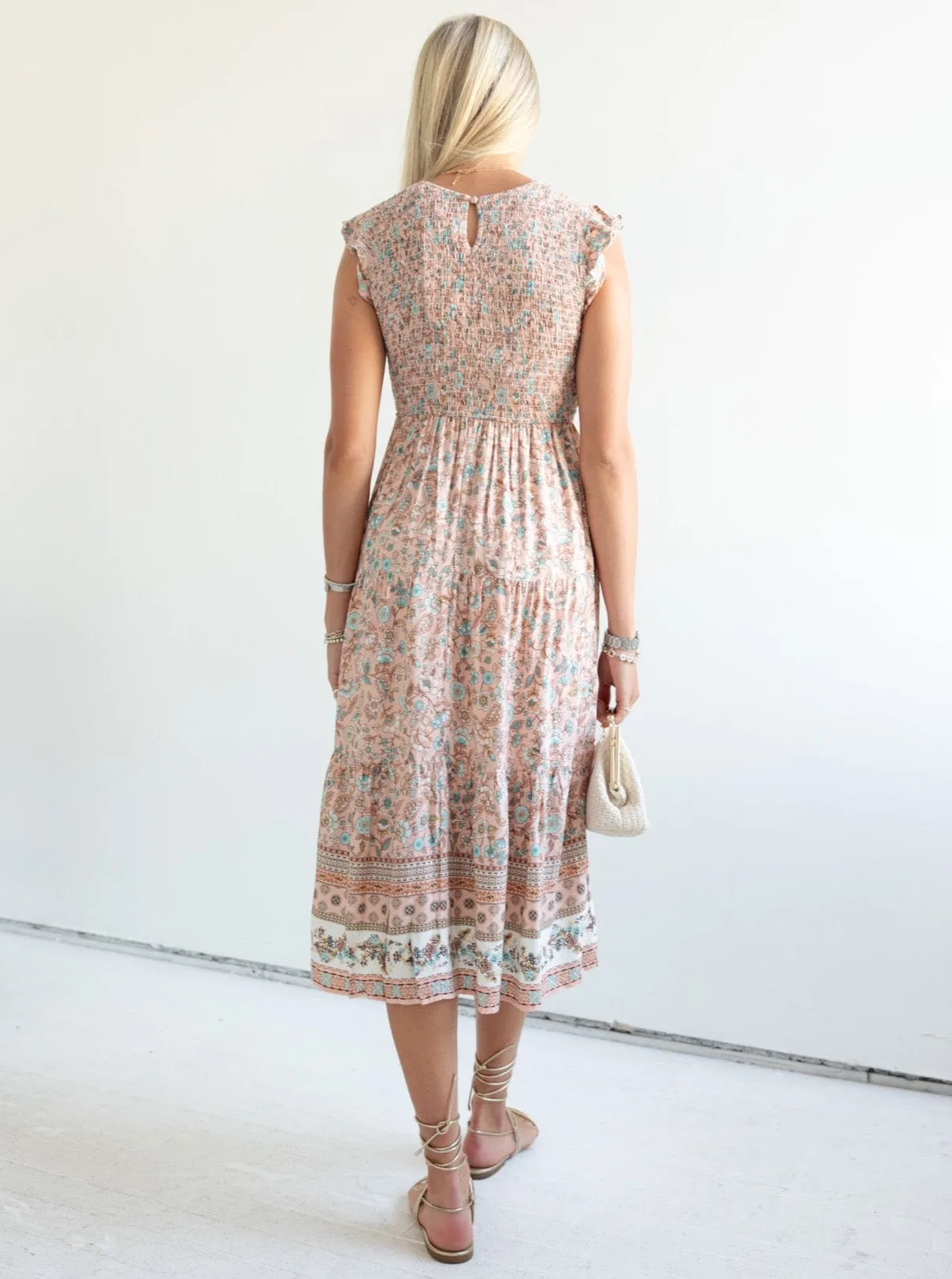 Norah Smocked Dress Classic Tailoring Beaded-Edge