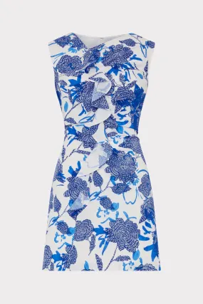 Novella Brushwork Floral Poplin Mini Dress Fashion Layers Tiered Skirt