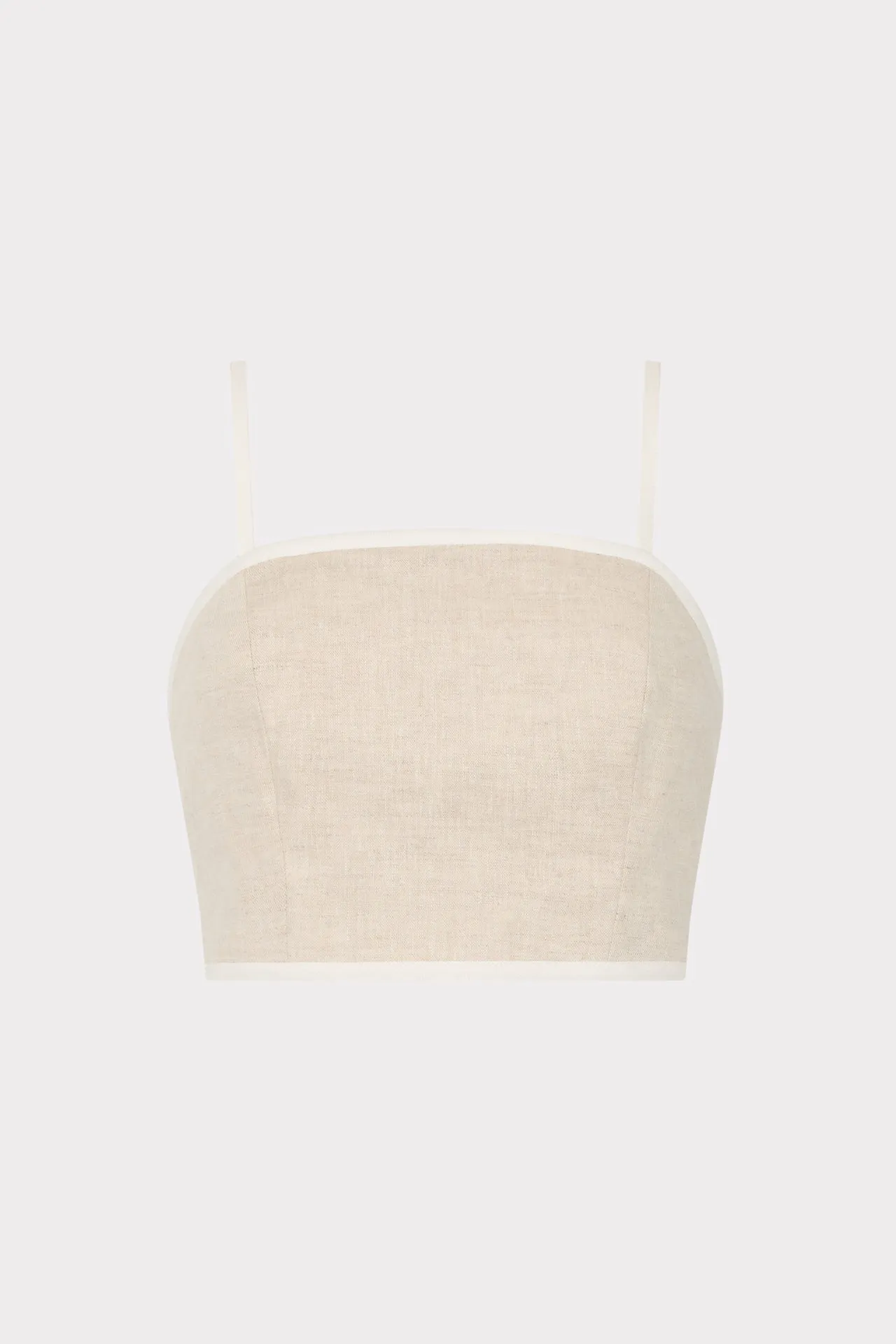 Nyrie Linen Contrast Crop Top FlexibleCollar