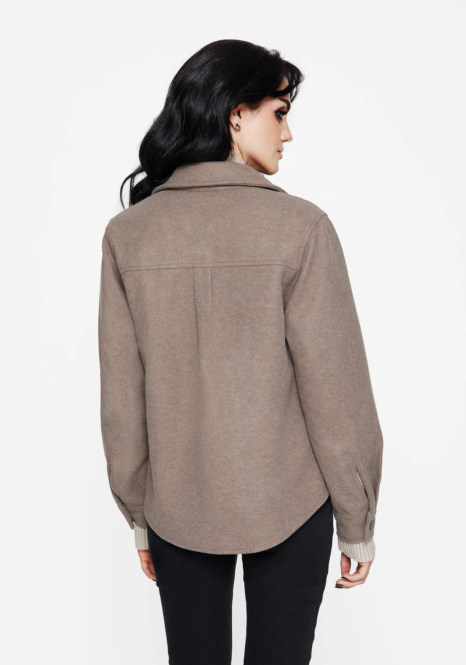 Cordelia Floral Frog Embroidered Pocket Front Shacket Eco Certified Textile