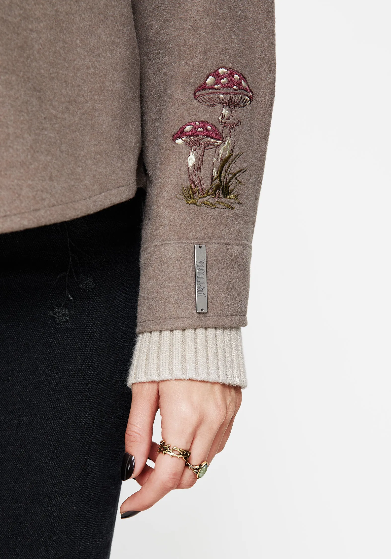 Cordelia Floral Frog Embroidered Pocket Front Shacket waterproof construction