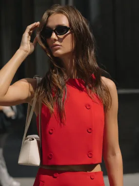 Fitted Shirt Azra Twill Double Breasted Top