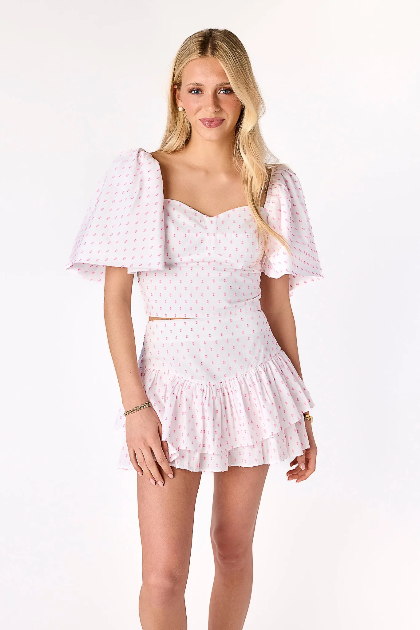 Grayton Top Swiss Dot Pink BrushedInnerLining