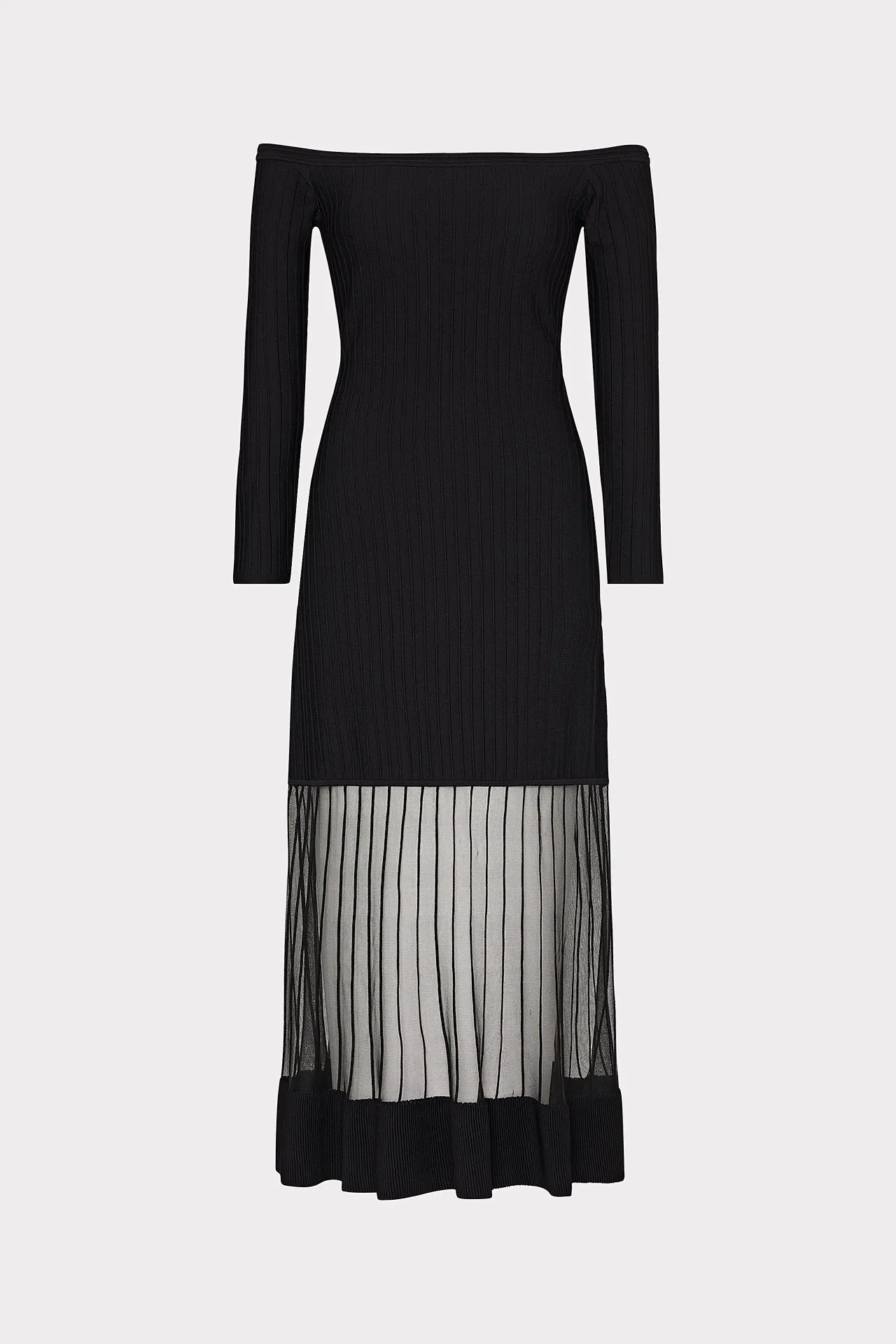 Smart and Polished Subtle Mood Off The Shoulder Sheer Knit Midi Dress