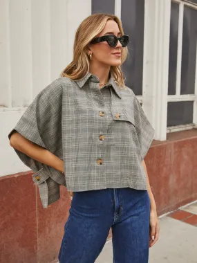 Luxe Layer On the Town Plaid Cape Top - Final Sale