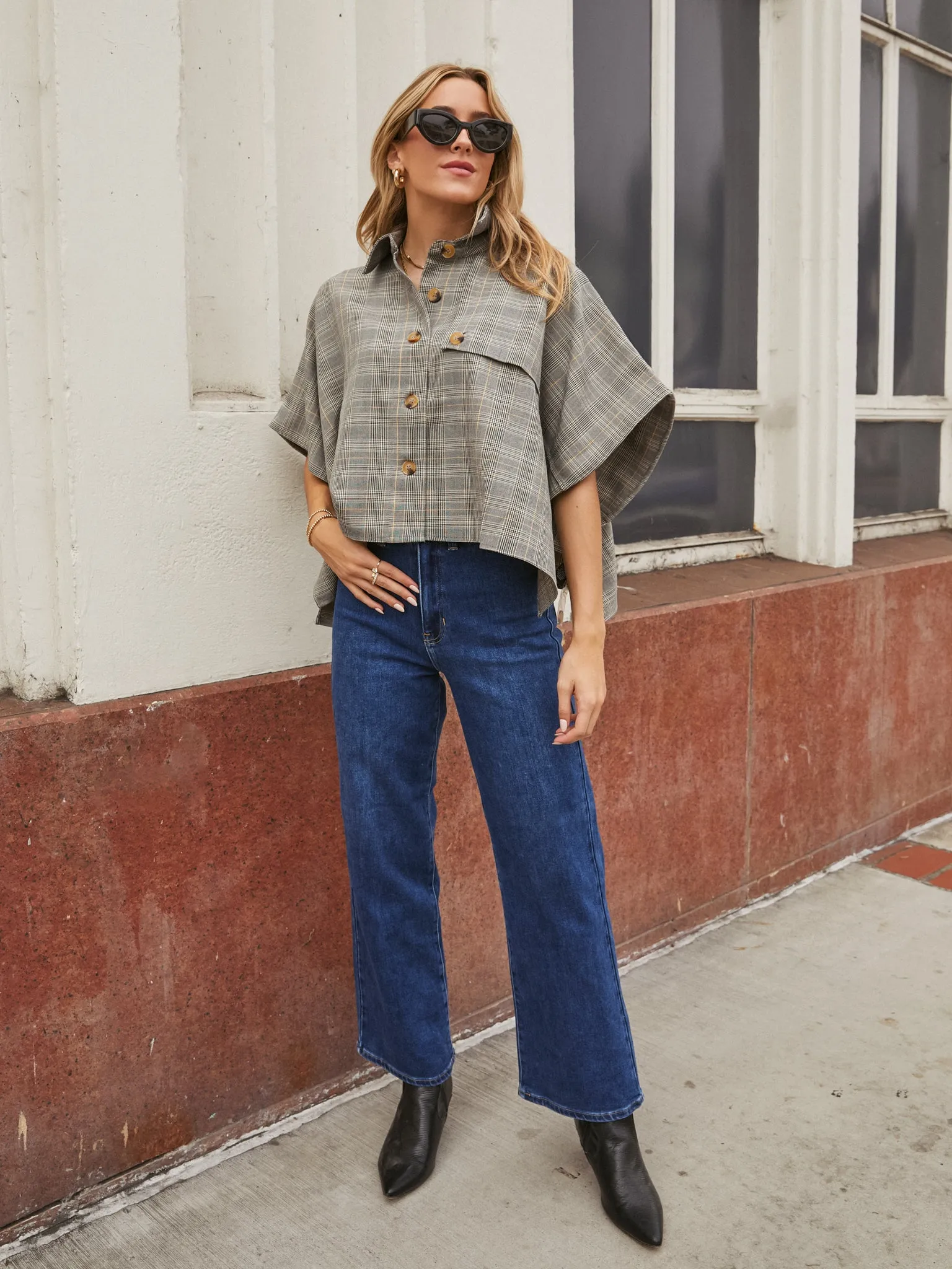 ZeroWaste Knitting Technique On the Town Plaid Cape Top - Final Sale