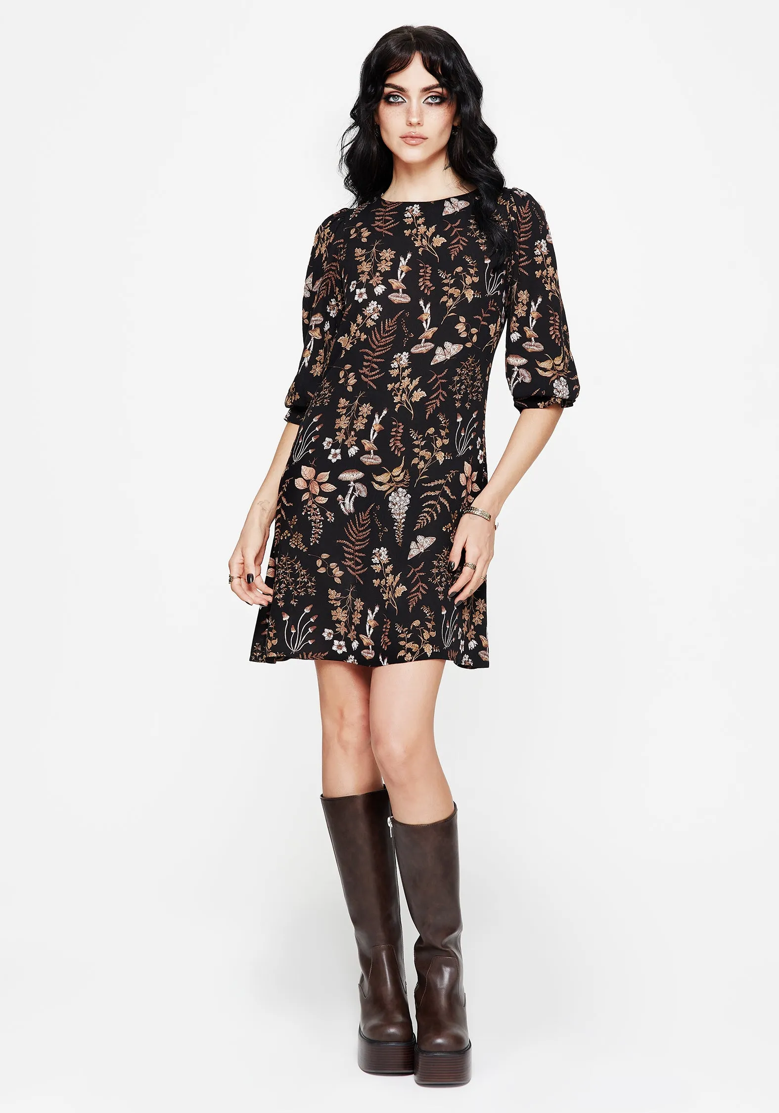 Occasion Ready Feminine layered dress Luthien Shoulder Button Detail Mini Smock Dress