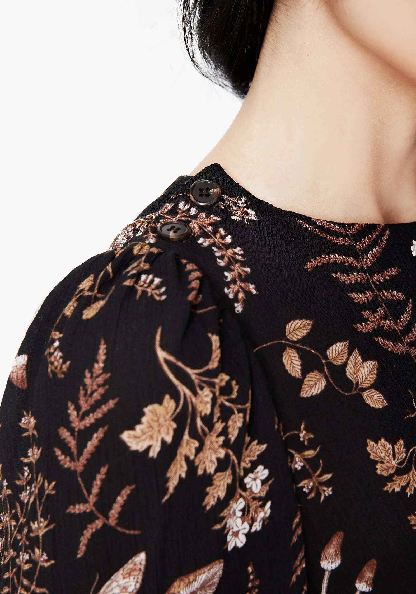 Luthien Shoulder Button Detail Mini Smock Dress Chic Ensemble