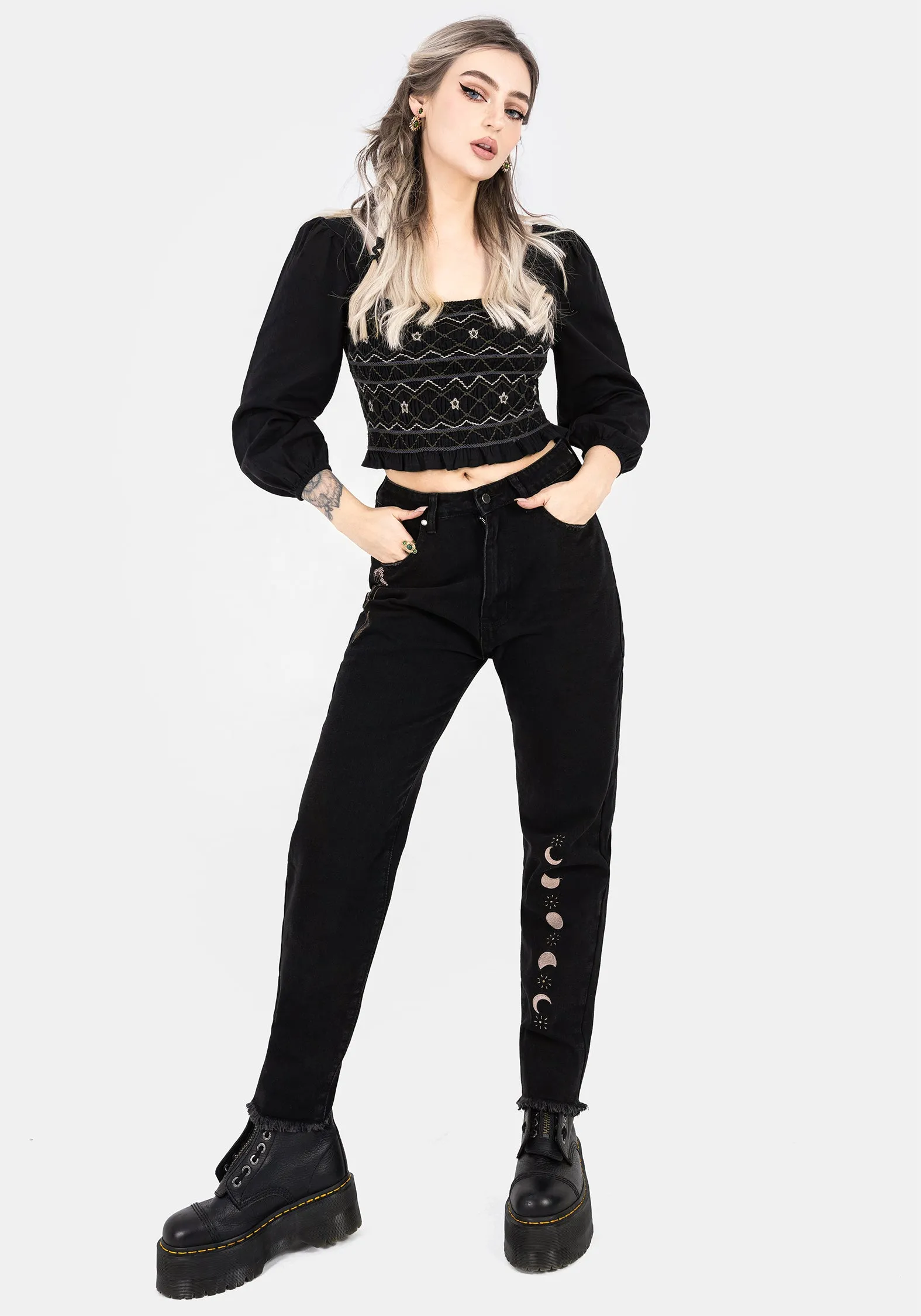 Layered Sleeve Light material Larissa Hand Embroidered Smocked Puff Sleeve Top