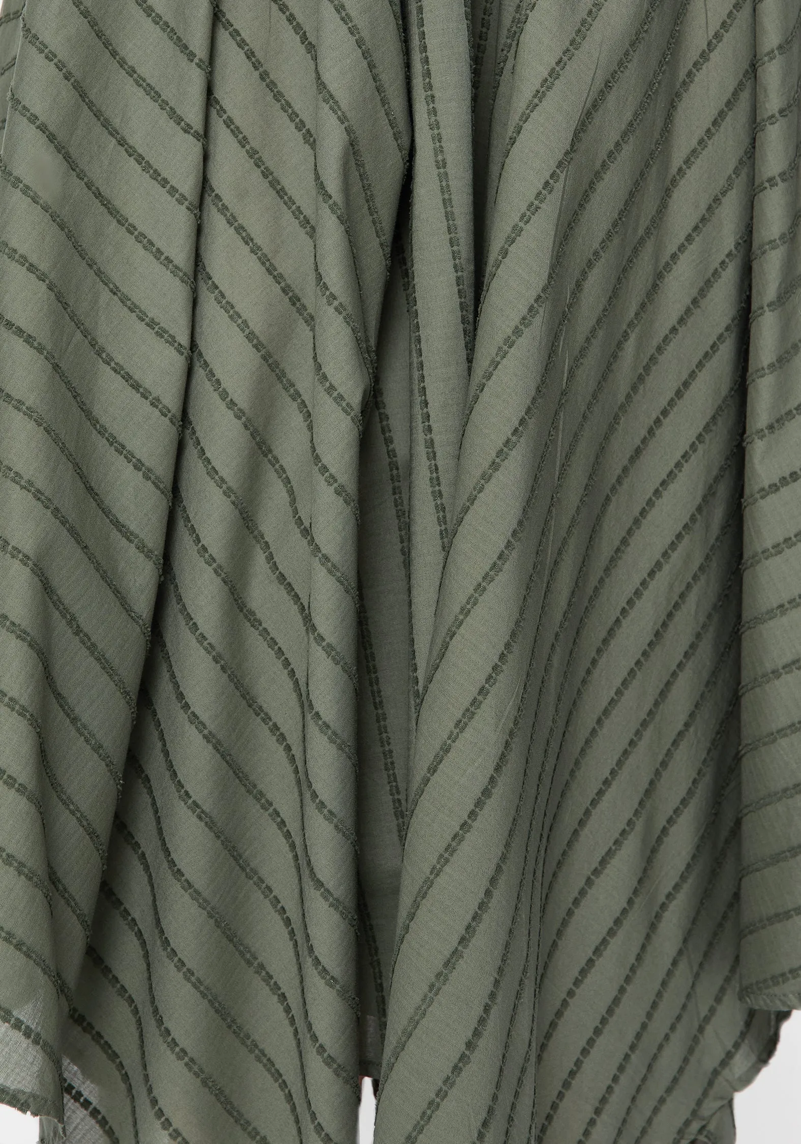 Blythe Cotton Handkerchief Hem Midaxi Skirt - Green Clean Cut Twist Knot Details