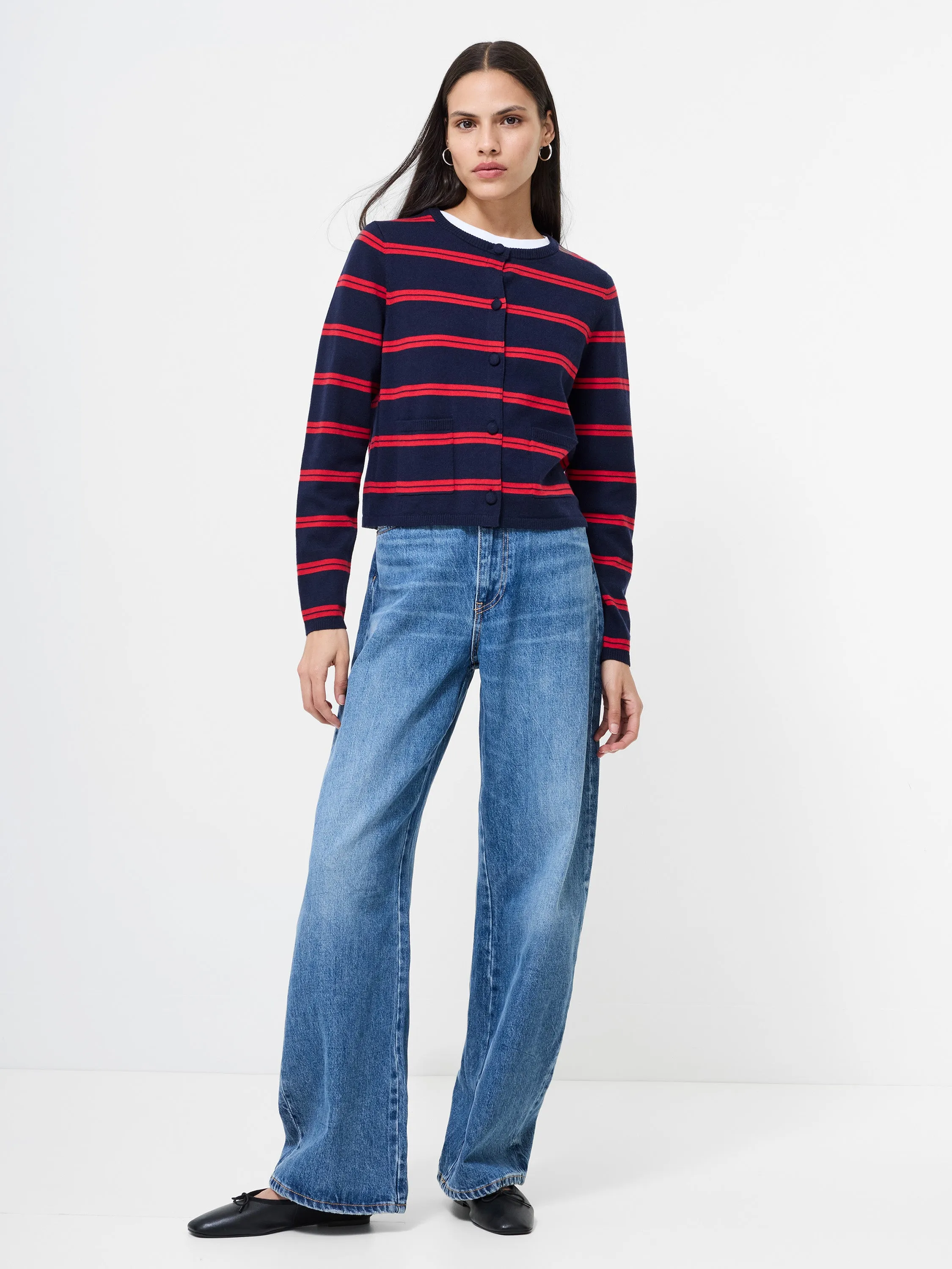 Merino Wool Padma Fine Knit Striped Cardigan