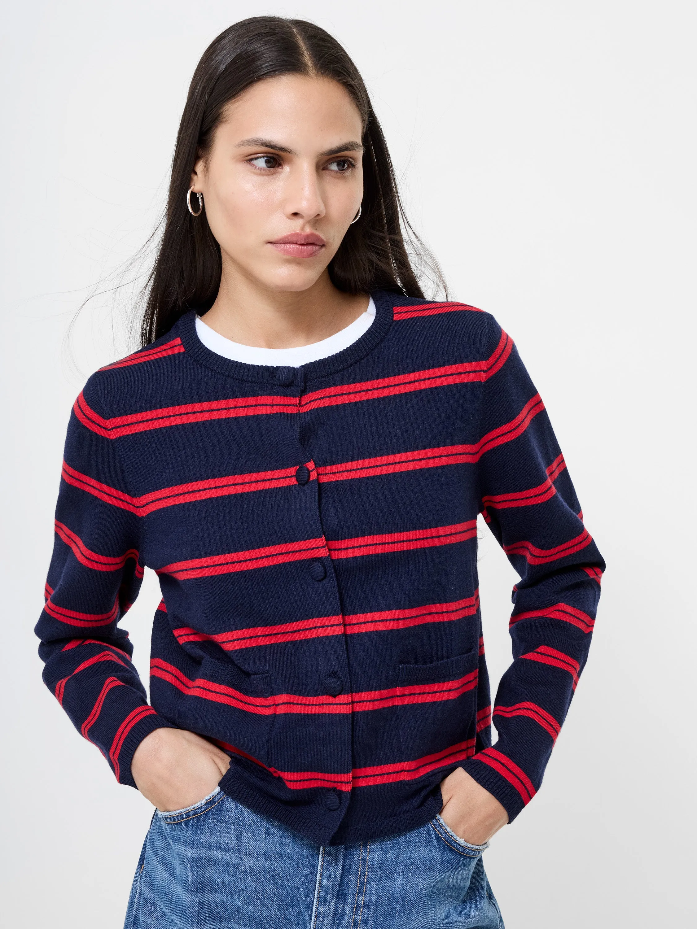 Mood Booster OdorResistant Fiber Padma Fine Knit Striped Cardigan
